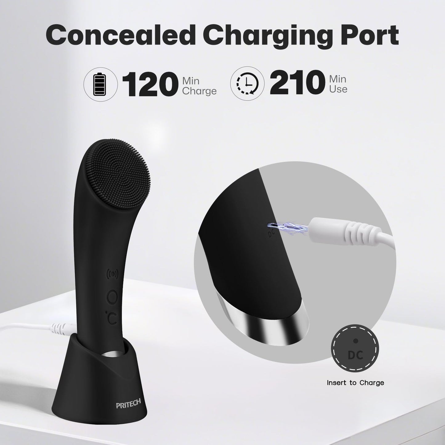 Silicone Face Scrubber, Rechargeable Facial Cleansing Brush with Heat Massage End, Vibrating Exfoliator Scrubber for Deep Cleaning, Waterproof Face Brush for Women and Men