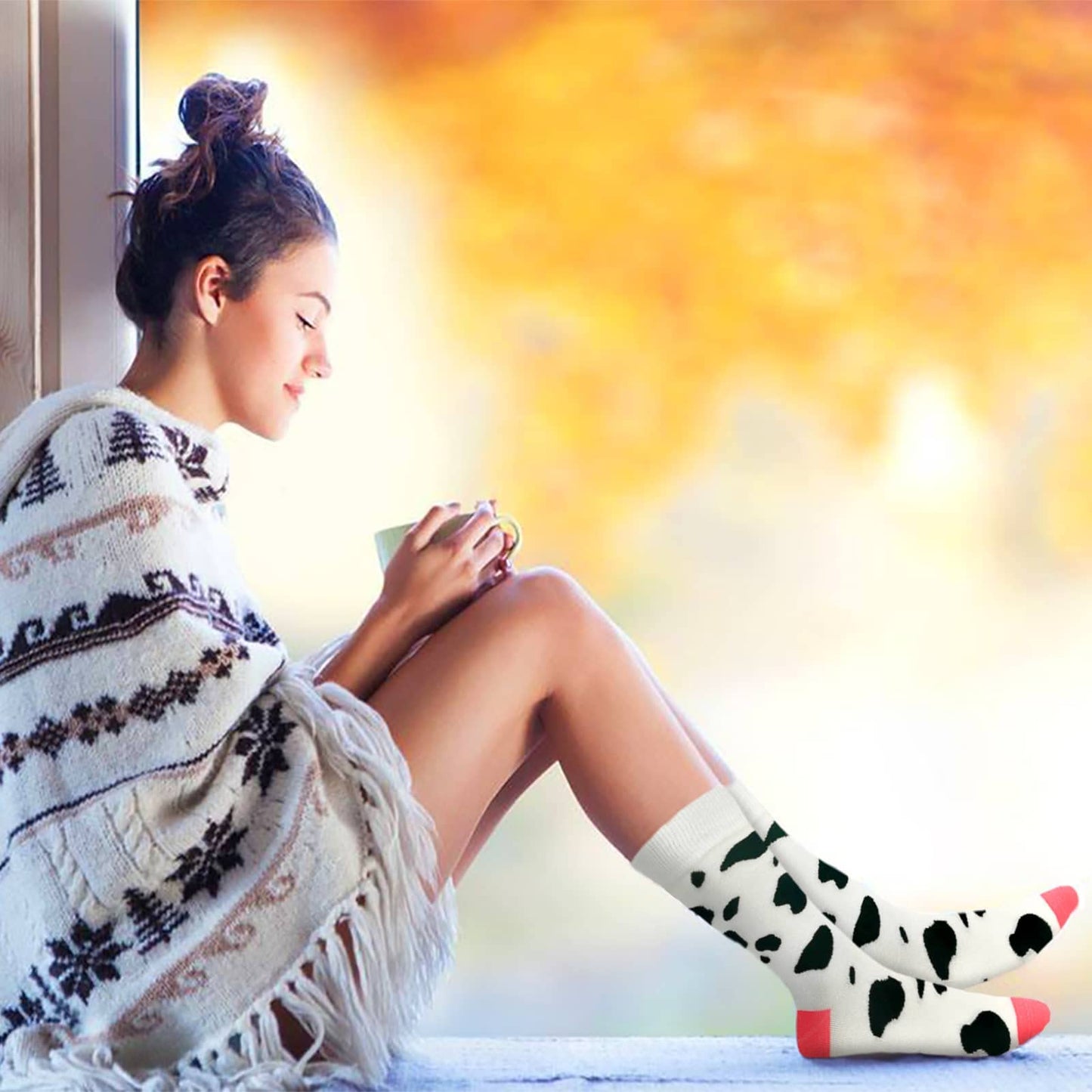 Funny Socks Women Fun Colorful Novelty Crazy Floral Patterned Sock Crew, Premium Cotton, Size 6-11, 12 Pairs US031205