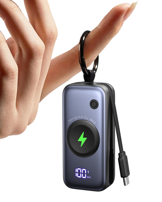 Portable Charger, 5000mAh 20W External Phone Battery Pack, PD Fast Charging Keychain Power Bank with USB C Cable and Watch Charger, for iPhone 17 16 15 Air, Apple Watch Ultra 11 10 9 8 SE, etc.