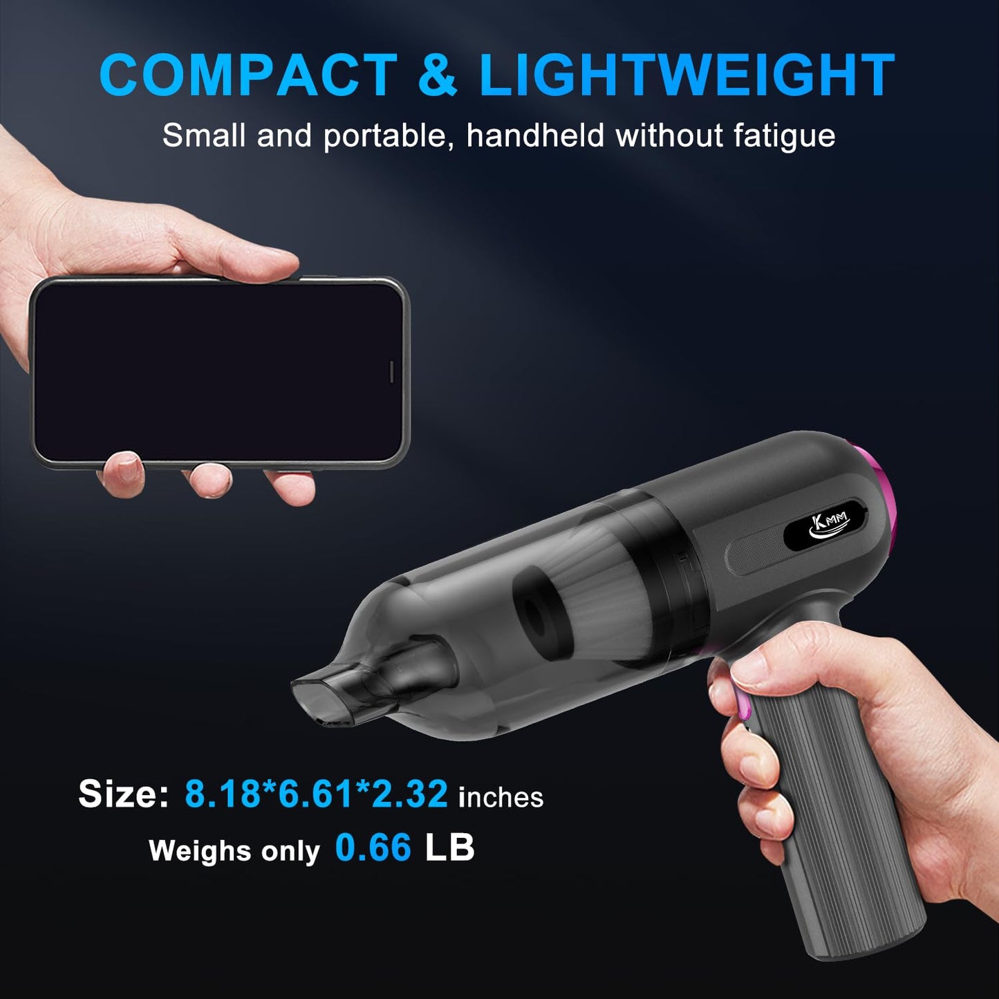 Handheld Car Vacuum Cleaner, 9000Pa Vacuum Cleaner and Air Duster, 120W High Power Hand Held Vacuum with LED Light and Multi-Nozzles for Car, Home, Office, Pet