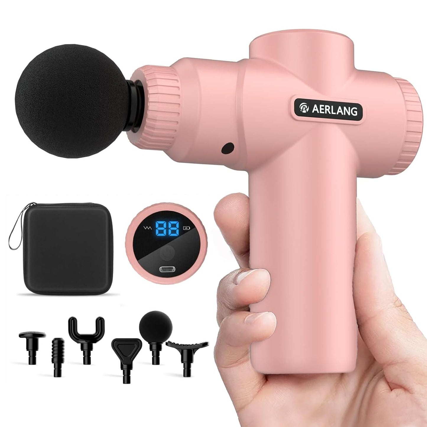 Mini Massage Gun-Pink，Muscle Deep Tissue Massager Gun, Handheld Percussion Massager, Portable Quiet Massage Gun with Carry Case for Home Office Gym Motehr Day Gifts for Women Men Her