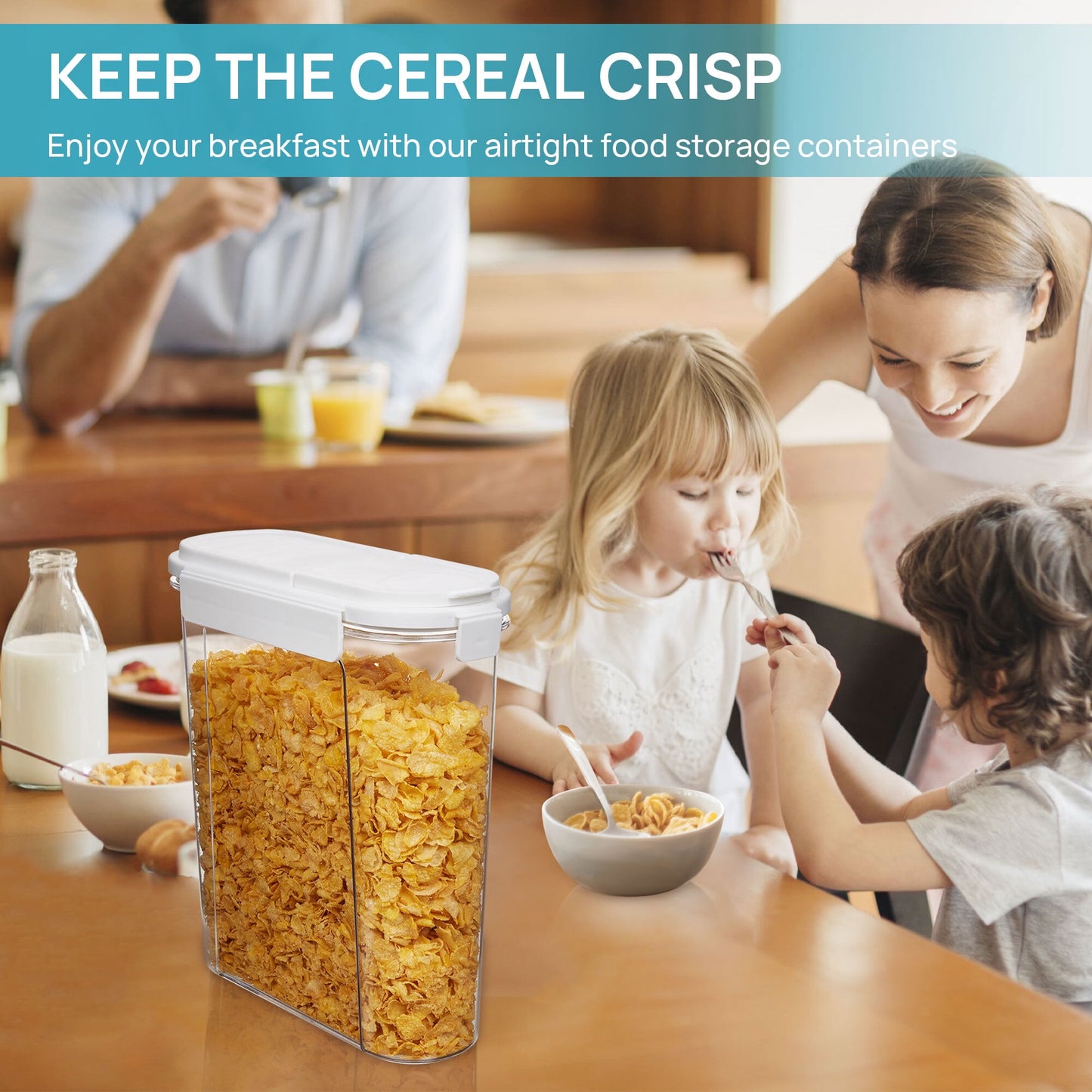 Cereal Storage Container Set of 4, Vtopmart Airtight Food Storage Containers, 135.2 fl oz, Black