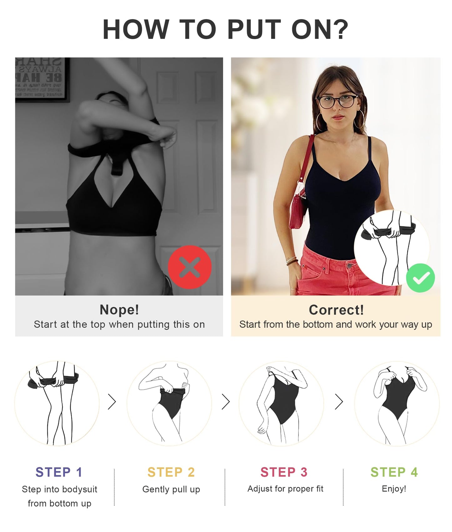 Women's Shapewear Bodysuit Tummy Control Body Shaper Seamless Sculpting Snatched Waist Body Suit,SZ5218-2-Black-L/XL