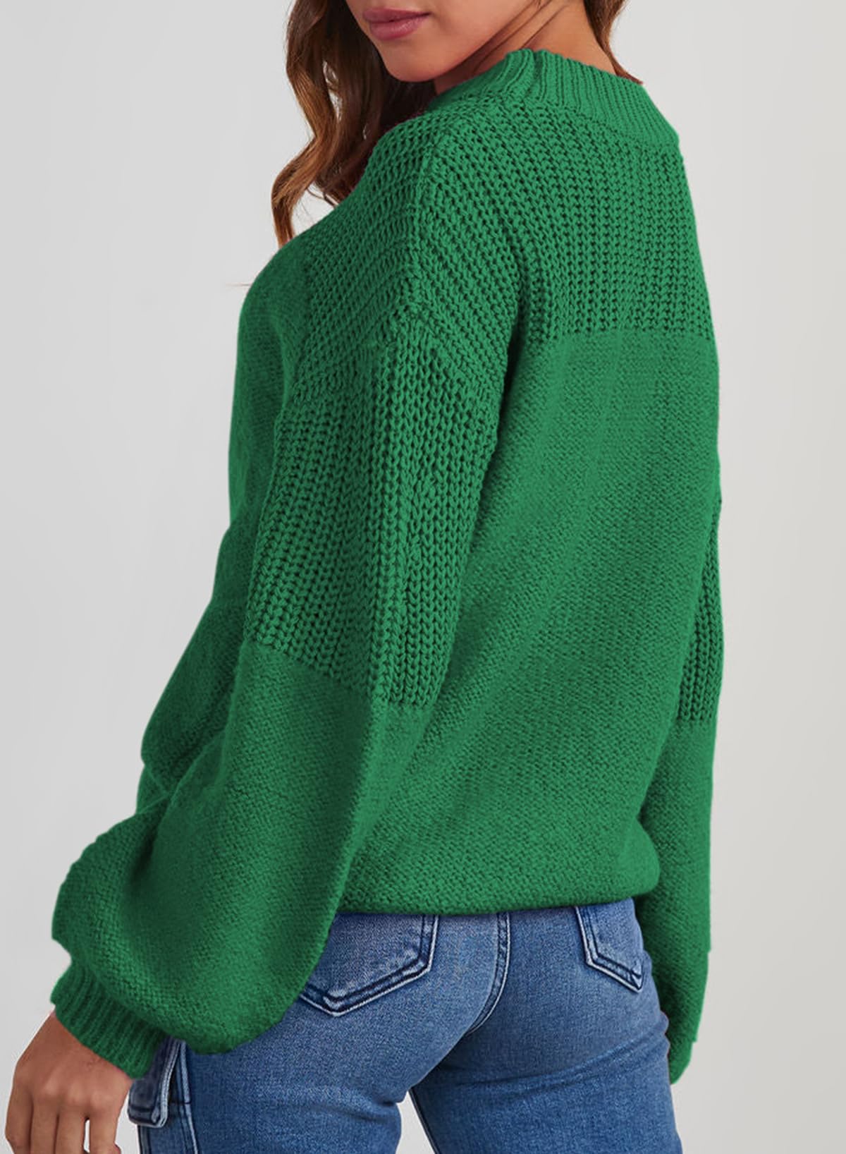 Womens Long Sleeve Knit Sweater Casual Solid Color Crew Neck Fall Sweaters for Women Trendy 2025 Outfits Chocolate Brown Fall Clothes Clothing Winter Oversized Pullover Top Jumper Medium