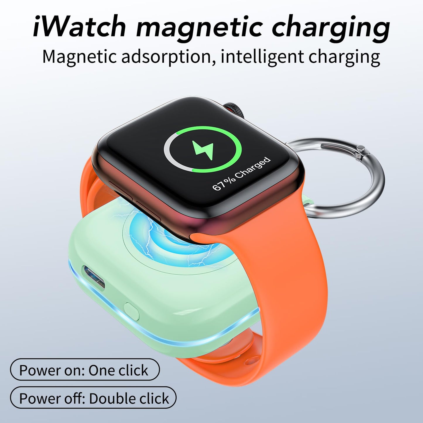Portable Charger for Apple Watch,Wireless Magnetic iWatch Charger 1200mAh Power Bank Travel Keychain Accessories Smart Chargers for Apple Watch Series 11/10/9/8/7/6/SE/5/4/3/2/1/UItra/UItra 2
