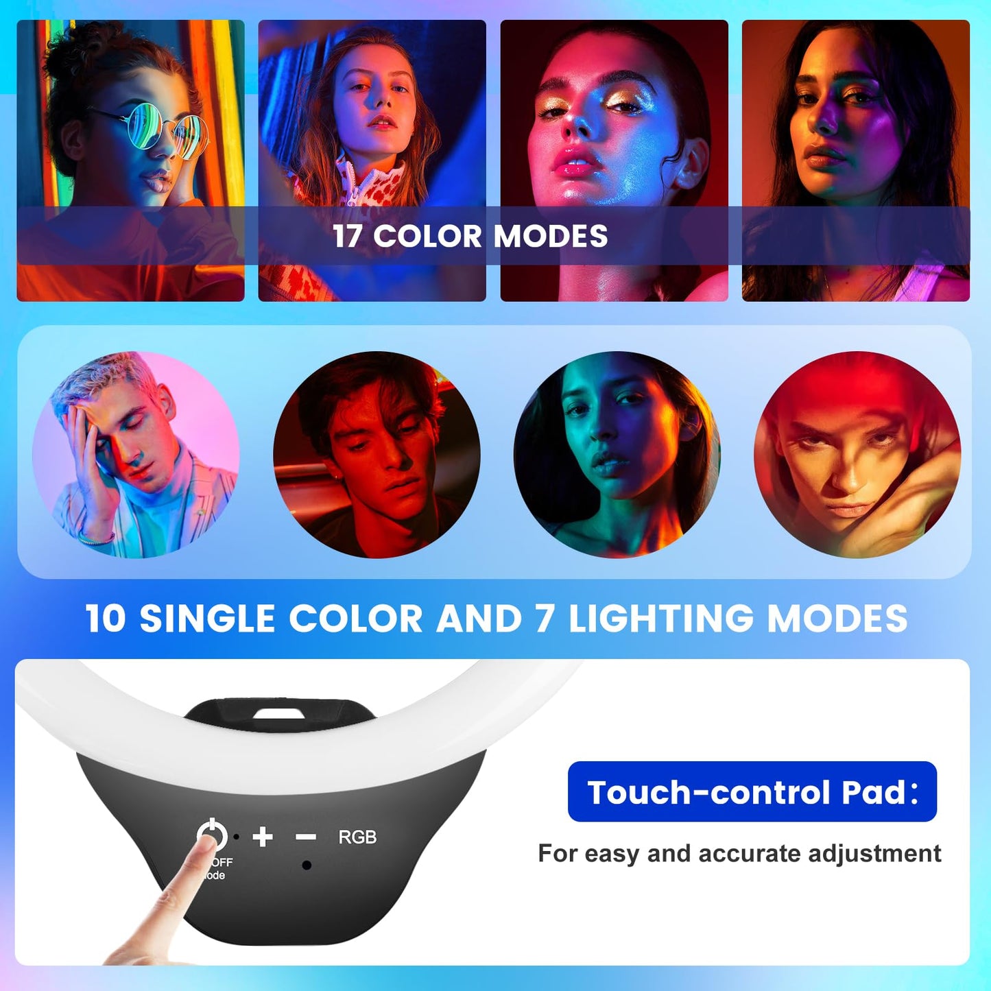10'' Ring Light with 50'' Extendable Tripod Stand, LED Circle Lights with Phone Holder for Live Stream/Makeup/YouTube Video/TikTok, Compatible with All Phones