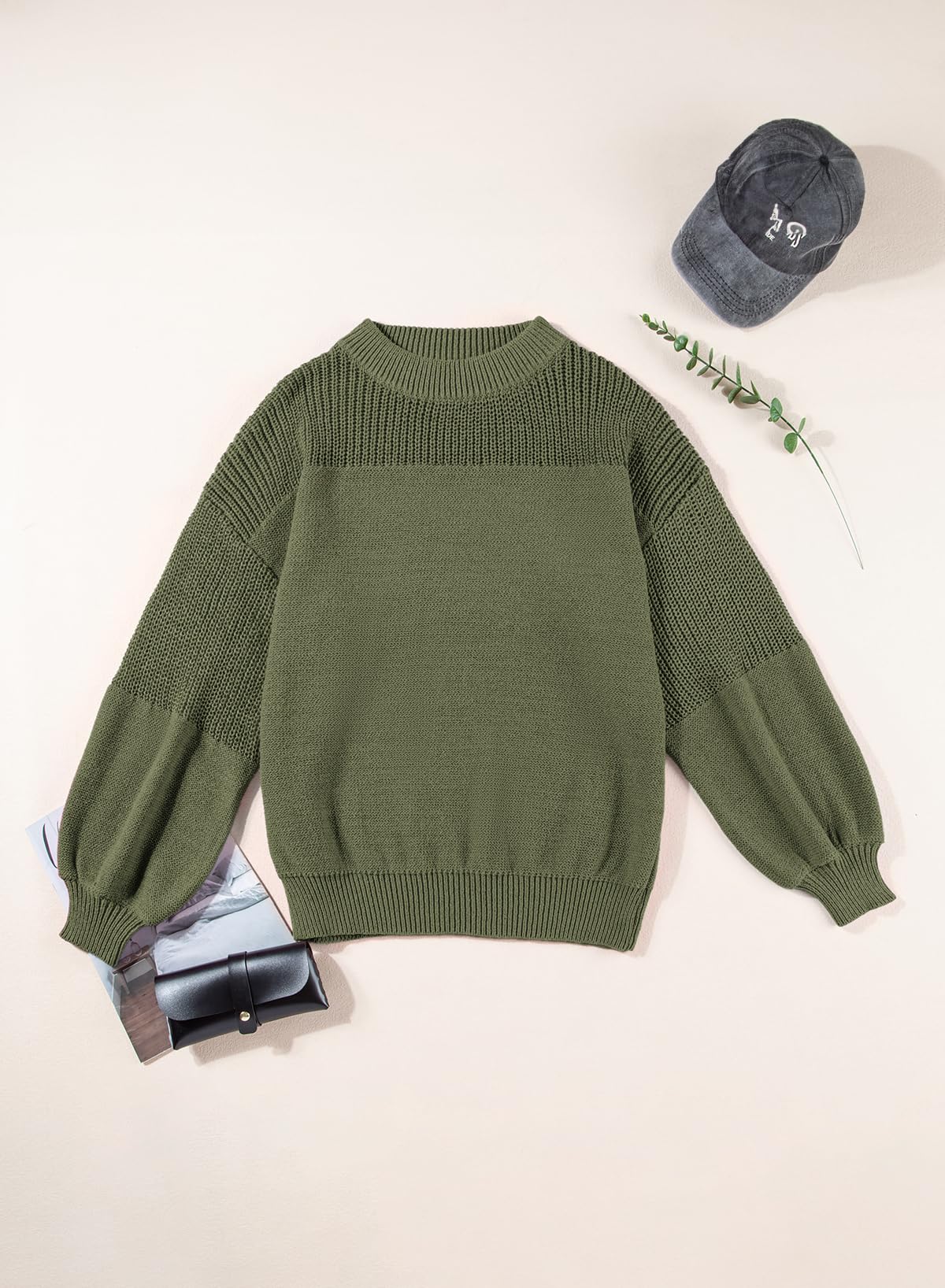 Womens Long Sleeve Knit Sweater Casual Solid Color Crew Neck Fall Sweaters for Women Trendy 2025 Outfits Chocolate Brown Fall Clothes Clothing Winter Oversized Pullover Top Jumper Medium