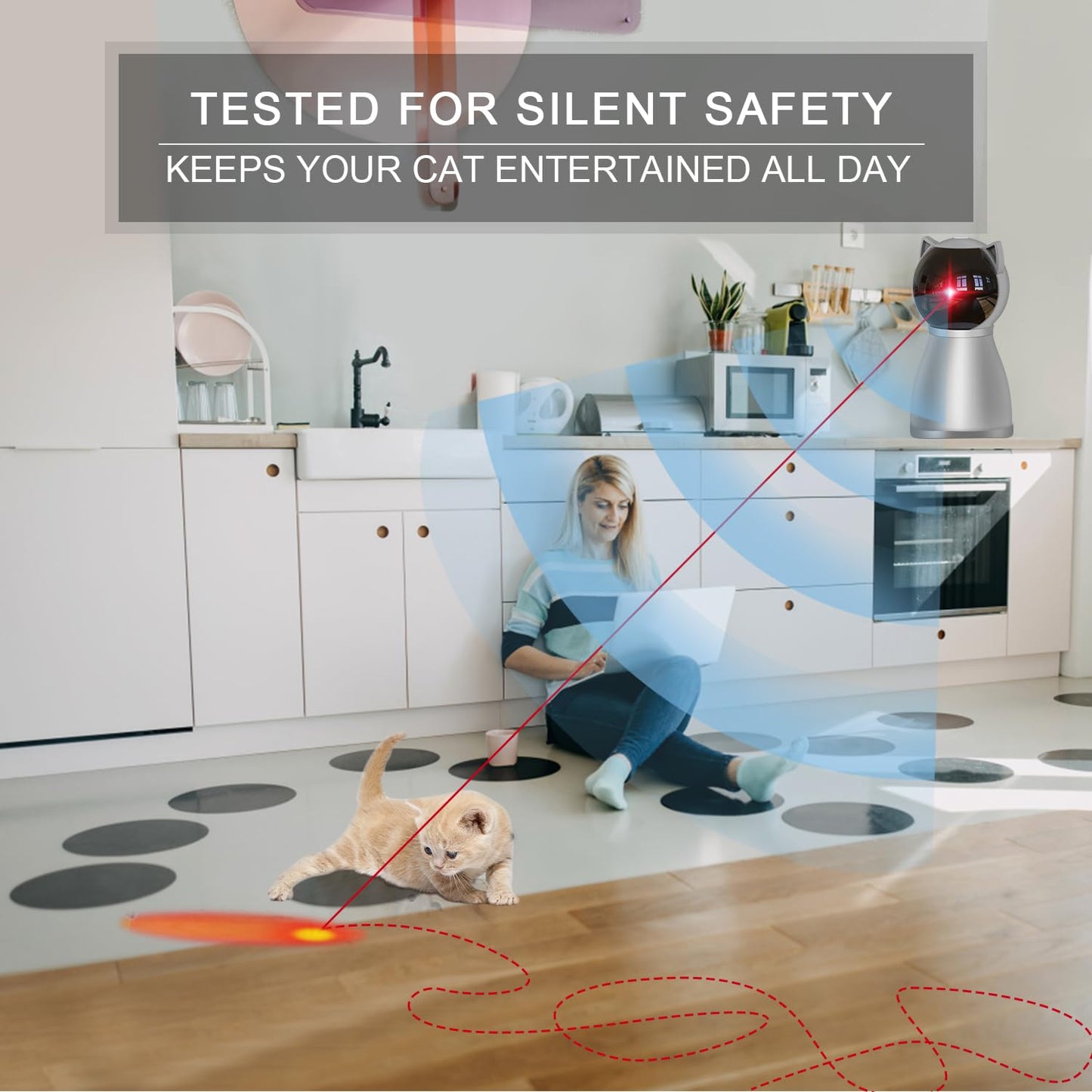 Laser Cat Toys for Indoor Cats,The 4th Generation Real Random Trajectory Motion Activated Rechargeable Automatic Cat Laser Toy,Interactive Cat Toys for Bored Indoor Adult