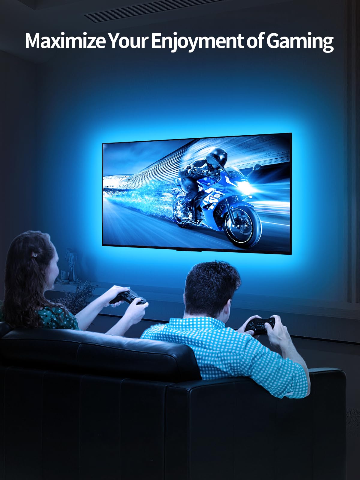 TV Backlights, 13.1FT LED Lights for 32-65 Inch TV, RGB TV LED Lights Behind, Music Sync Bluetooth APP and Remote Control TV LED Strip Lights USB Powered for Gaming/Bedroom