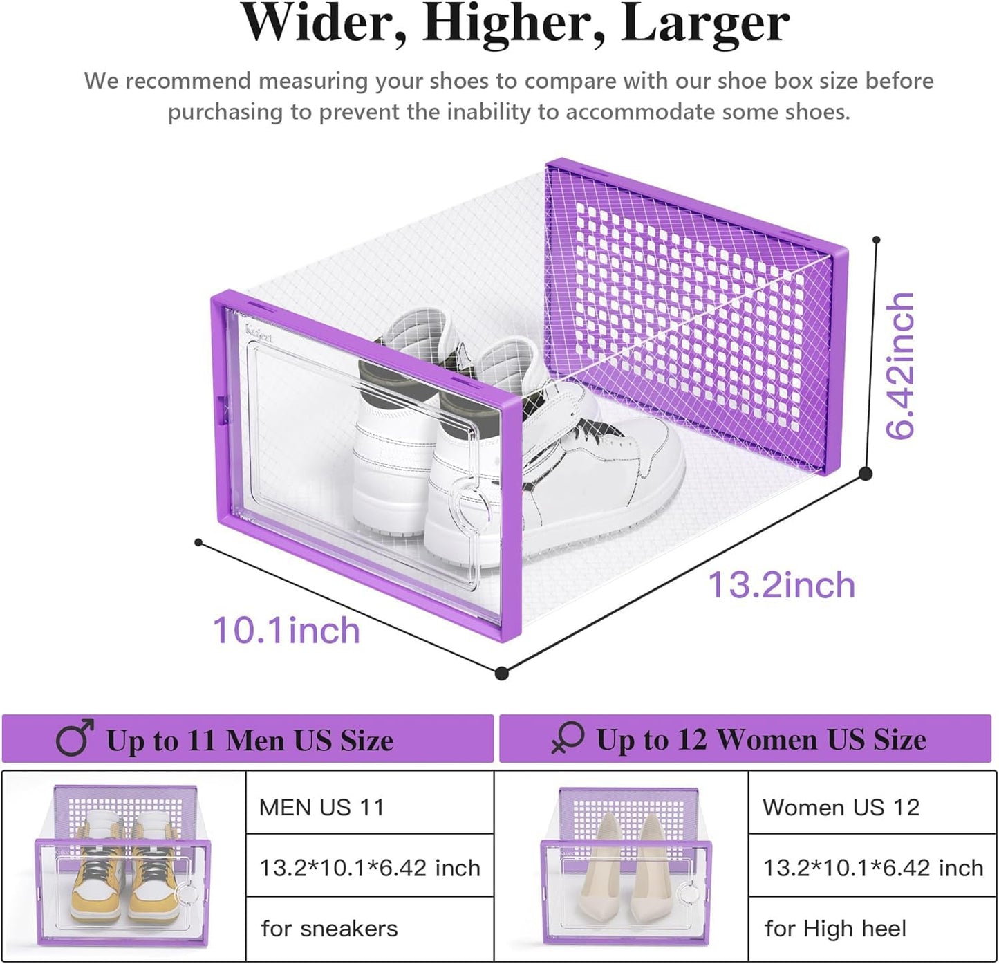 Shoe Storage Boxes Organizers Clear Plastic Stackable 12 Pack, Shoe Rack & Holder Substitute, Sneaker Containers, Toy Storage Organizer Bins for Entryway, Closet, Under Bed, Black