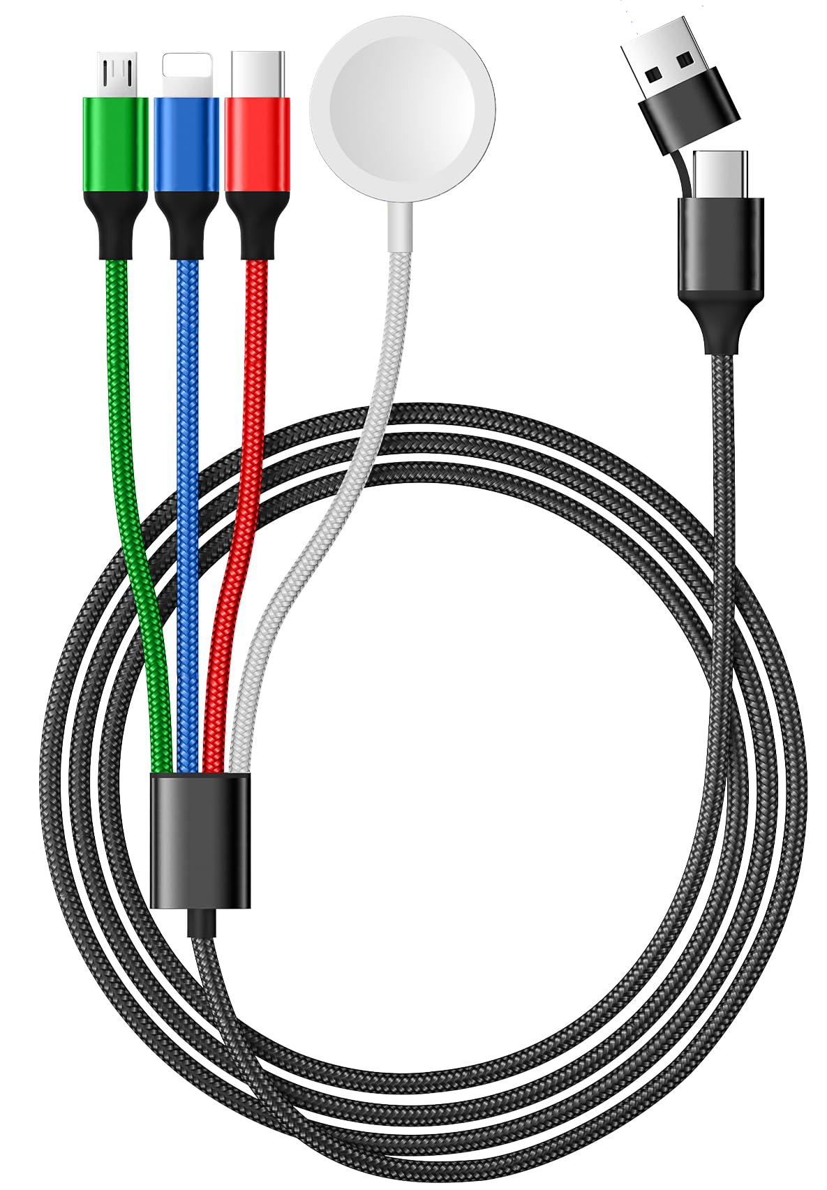 Travel Essentials,3 in 2 USB C Cable for Apple Watch Charger/iPhone 17 Charger/Lightning,Multi Charging Cable Cord,Vacation Camping Essentials,Portable Designed for iWatch &iPhone 16-12-4FT