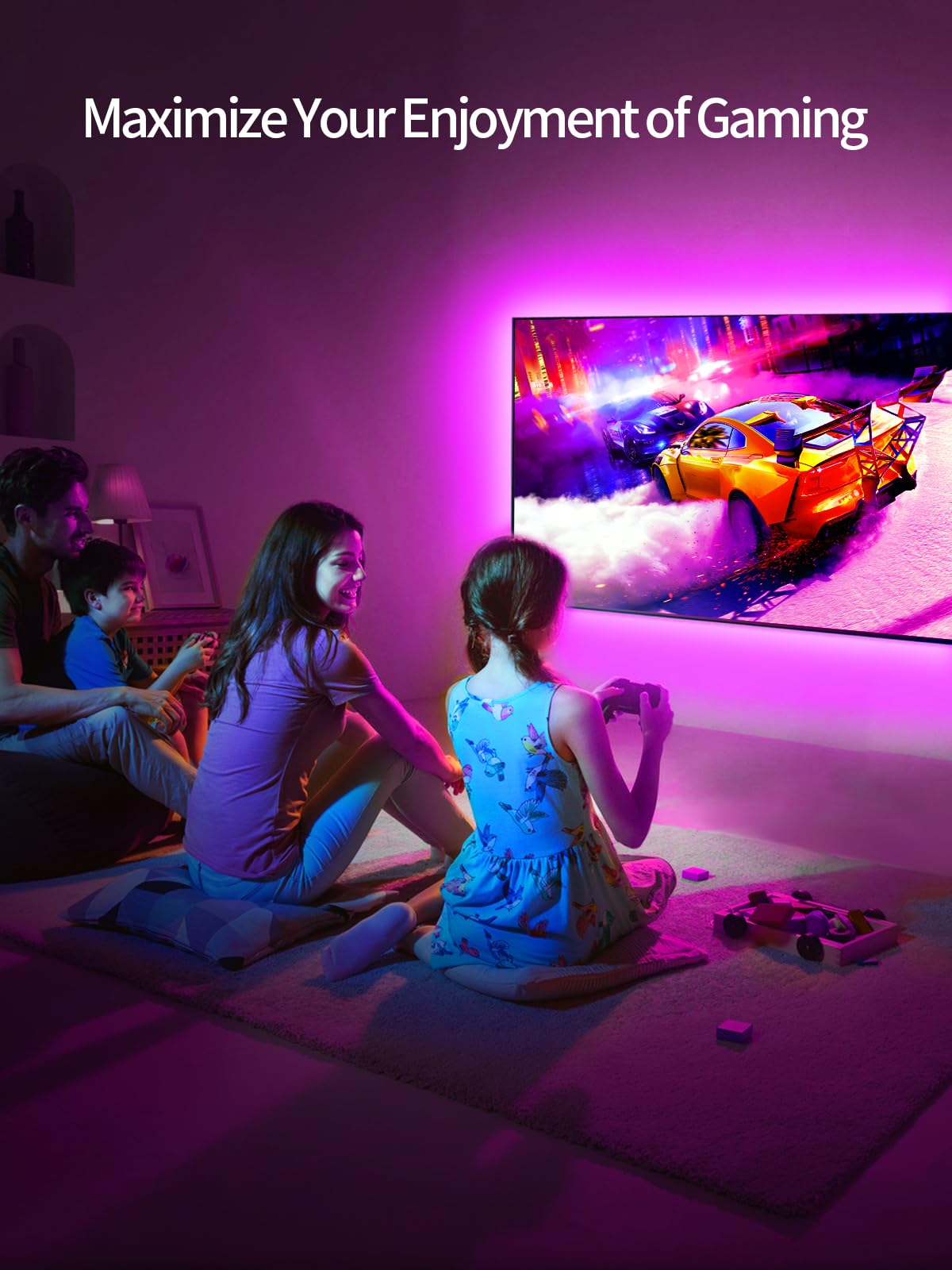 TV Backlights, 13.1FT LED Lights for 32-65 Inch TV, RGB TV LED Lights Behind, Music Sync Bluetooth APP and Remote Control TV LED Strip Lights USB Powered for Gaming/Bedroom