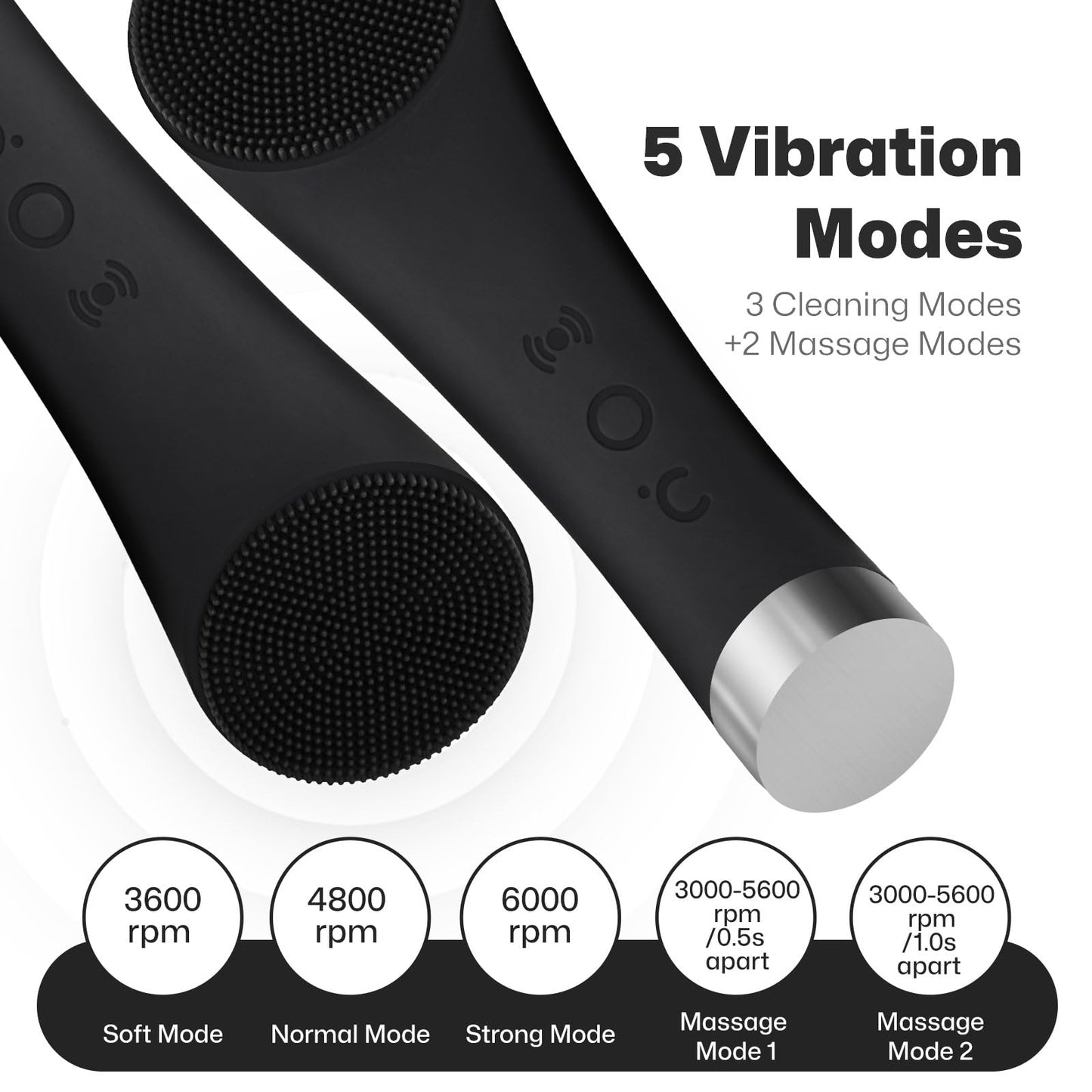 Silicone Face Scrubber, Rechargeable Facial Cleansing Brush with Heat Massage End, Vibrating Exfoliator Scrubber for Deep Cleaning, Waterproof Face Brush for Women and Men