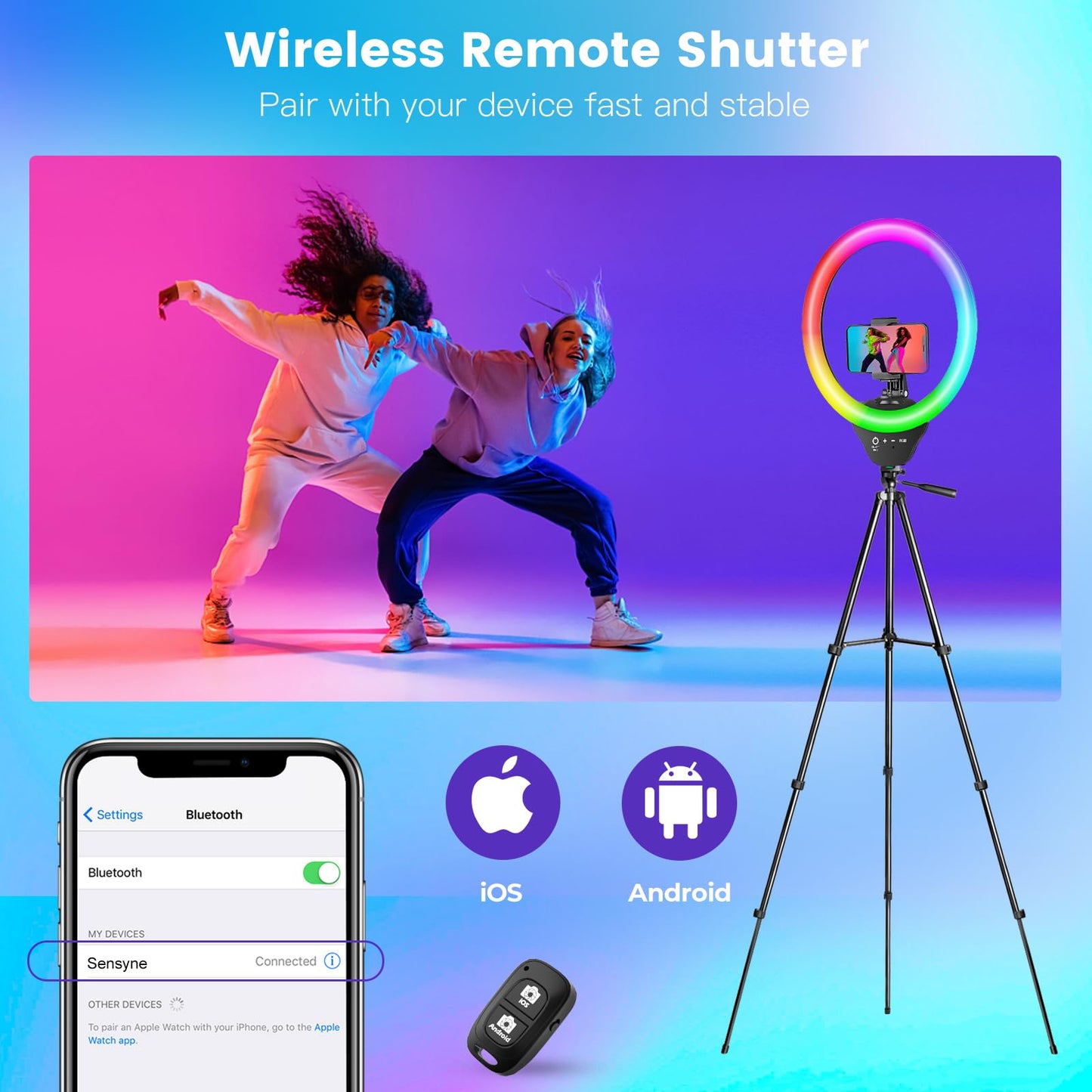 10'' Ring Light with 50'' Extendable Tripod Stand, LED Circle Lights with Phone Holder for Live Stream/Makeup/YouTube Video/TikTok, Compatible with All Phones