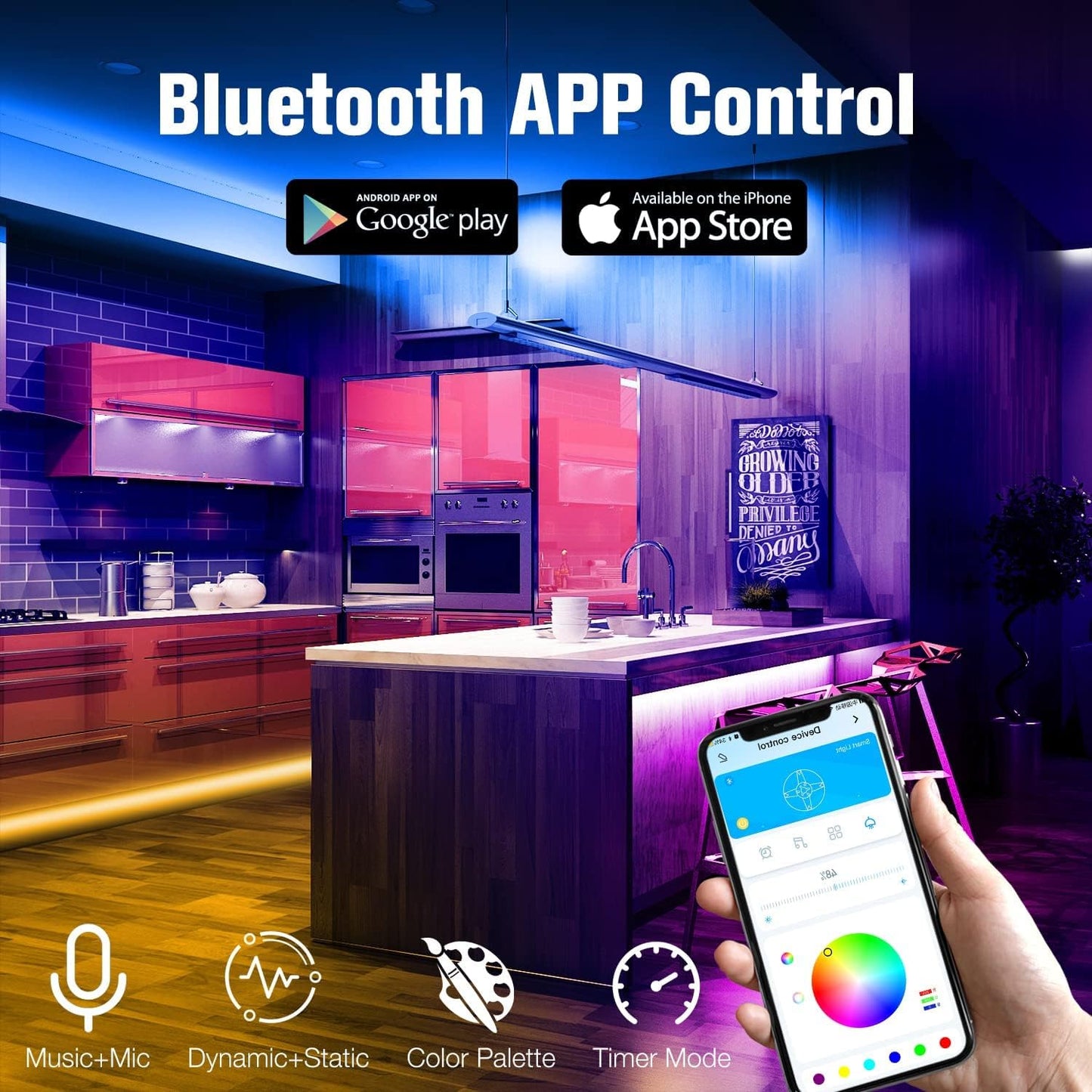 LED Strip Lights 130ft Lights Strip for Bedroom, Desk, Indoor Room Bedroom Brithday Gifts RGB Decor with Remote and 24V Power Supply