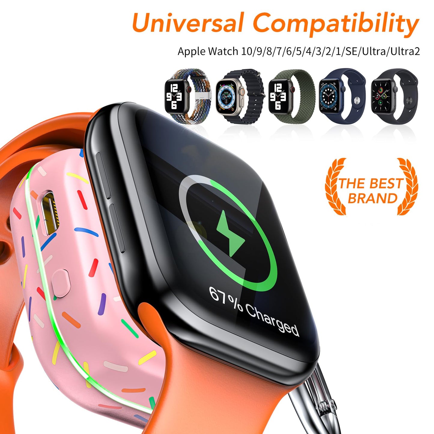Portable Charger for Apple Watch,Wireless Magnetic iWatch Charger 1200mAh Power Bank Travel Keychain Accessories Smart Chargers for Apple Watch Series 11/10/9/8/7/6/SE/5/4/3/2/1/UItra/UItra 2