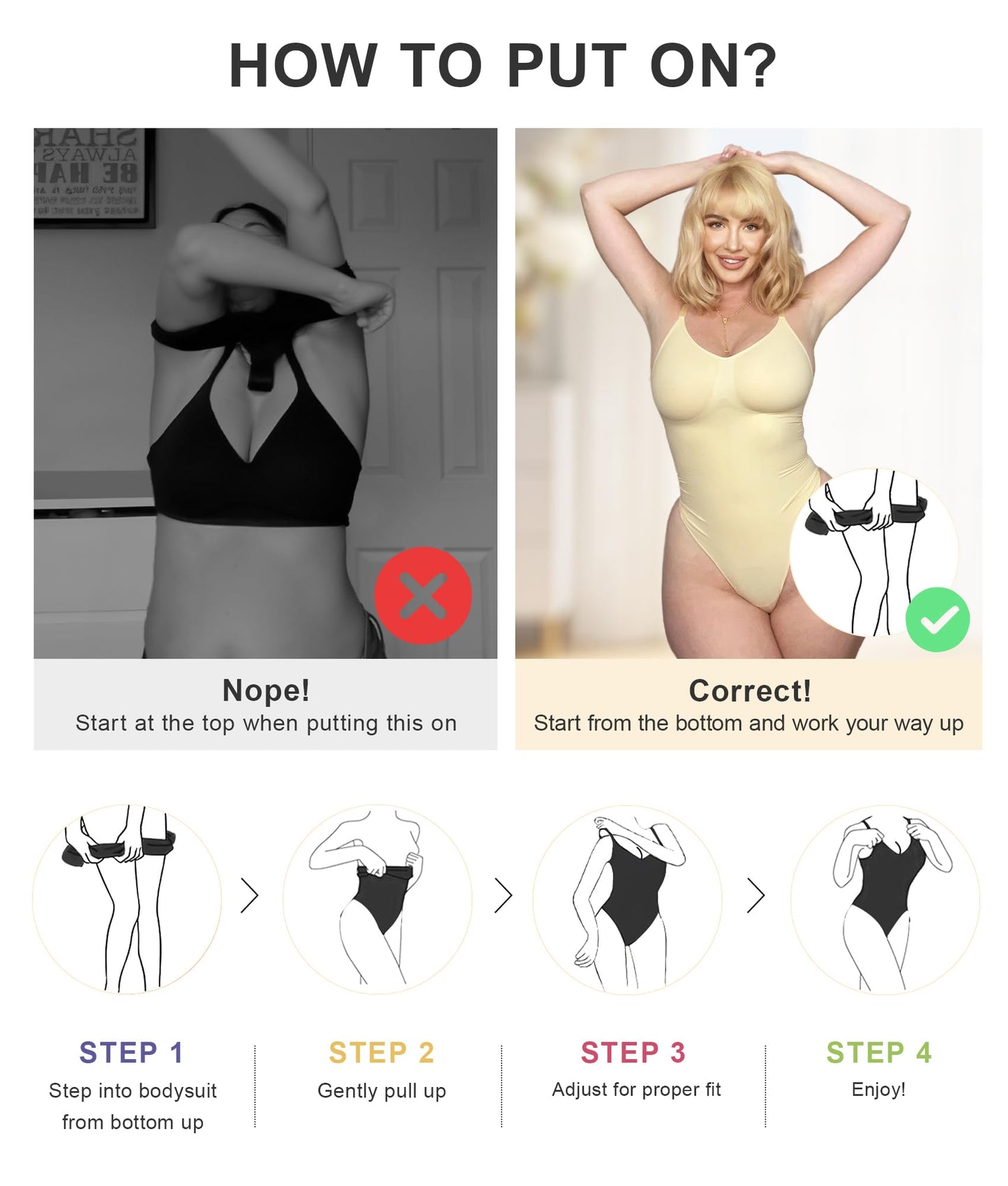 Women's Shapewear Bodysuit Tummy Control Body Shaper Seamless Sculpting Snatched Waist Body Suit,SZ5218-2-Black-L/XL