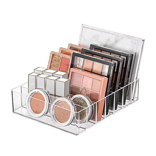 Makeup Organizer for Eyeshadow Palette and Lipstick Organizer, 7 Section Divided Makeup Palette Organizer for Vanity Drawer Countertop Modern Cosmetics Storage(7.48" x 6.22" x 1.77")