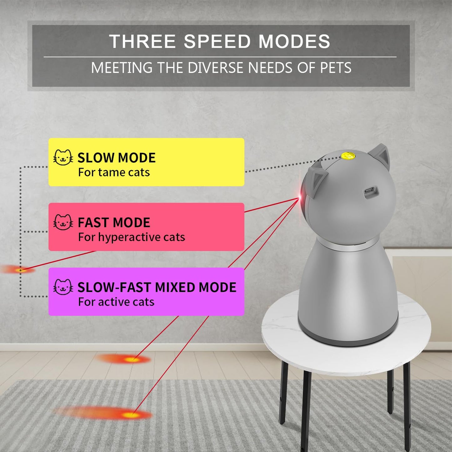 Laser Cat Toys for Indoor Cats,The 4th Generation Real Random Trajectory Motion Activated Rechargeable Automatic Cat Laser Toy,Interactive Cat Toys for Bored Indoor Adult