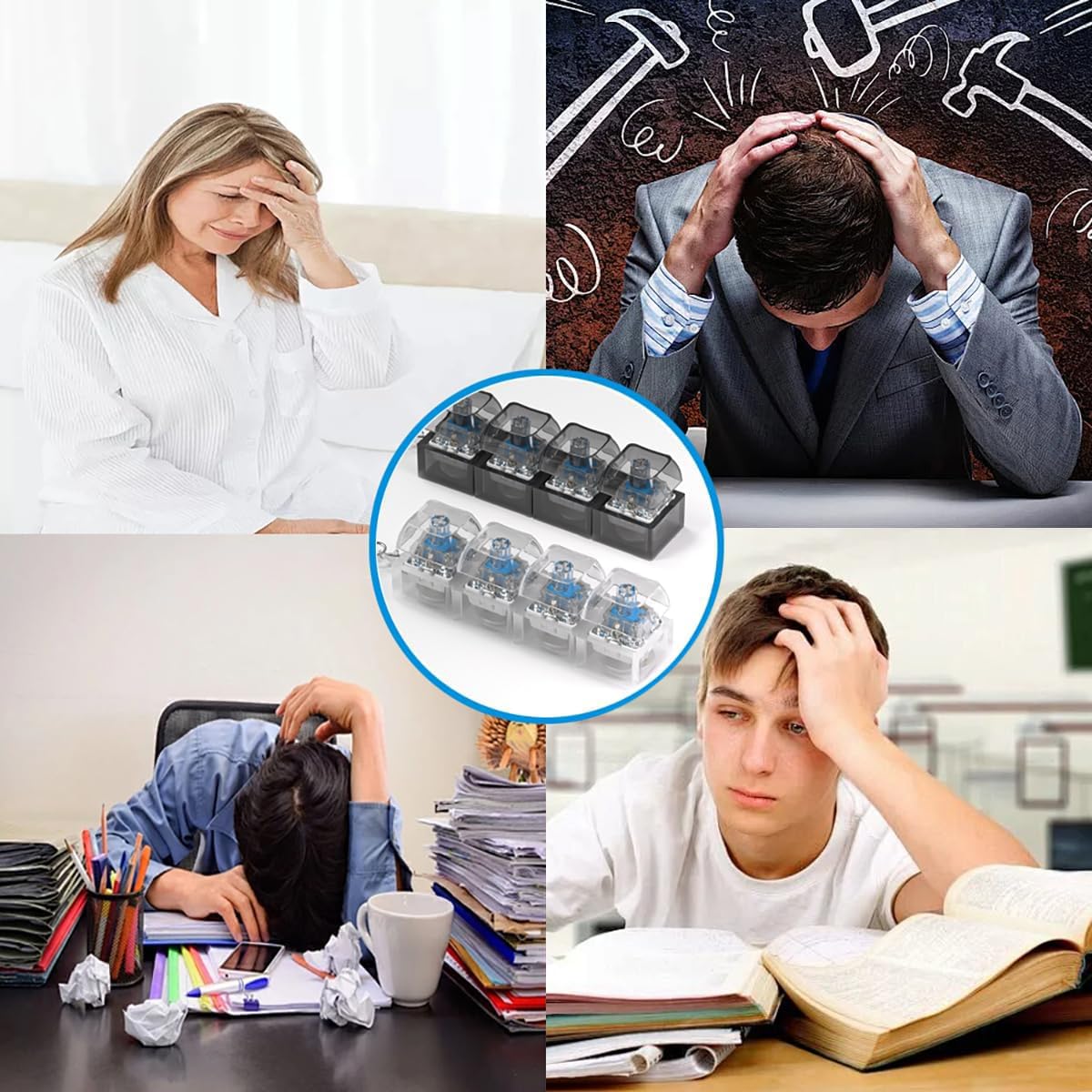 2 Pcs Keyboard Fidget Toy for Adults Fidget Keyboard Clicker Toys with LED Lights Keychain Stress Relief for Anxiety Decompression (Black and White)