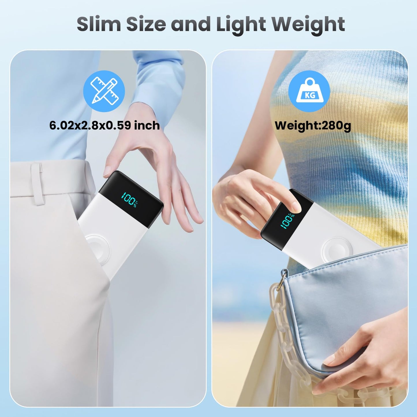 Wireless Portable Charger 40800mAh with 3 Built-in Cables,7-in-1 15W Wireless Charging Power Bank,25W PD QC 4.0 Fast Charging USB C LCD Display Battery Pack for iPhone 17/16/15/13,Samsung,Android etc