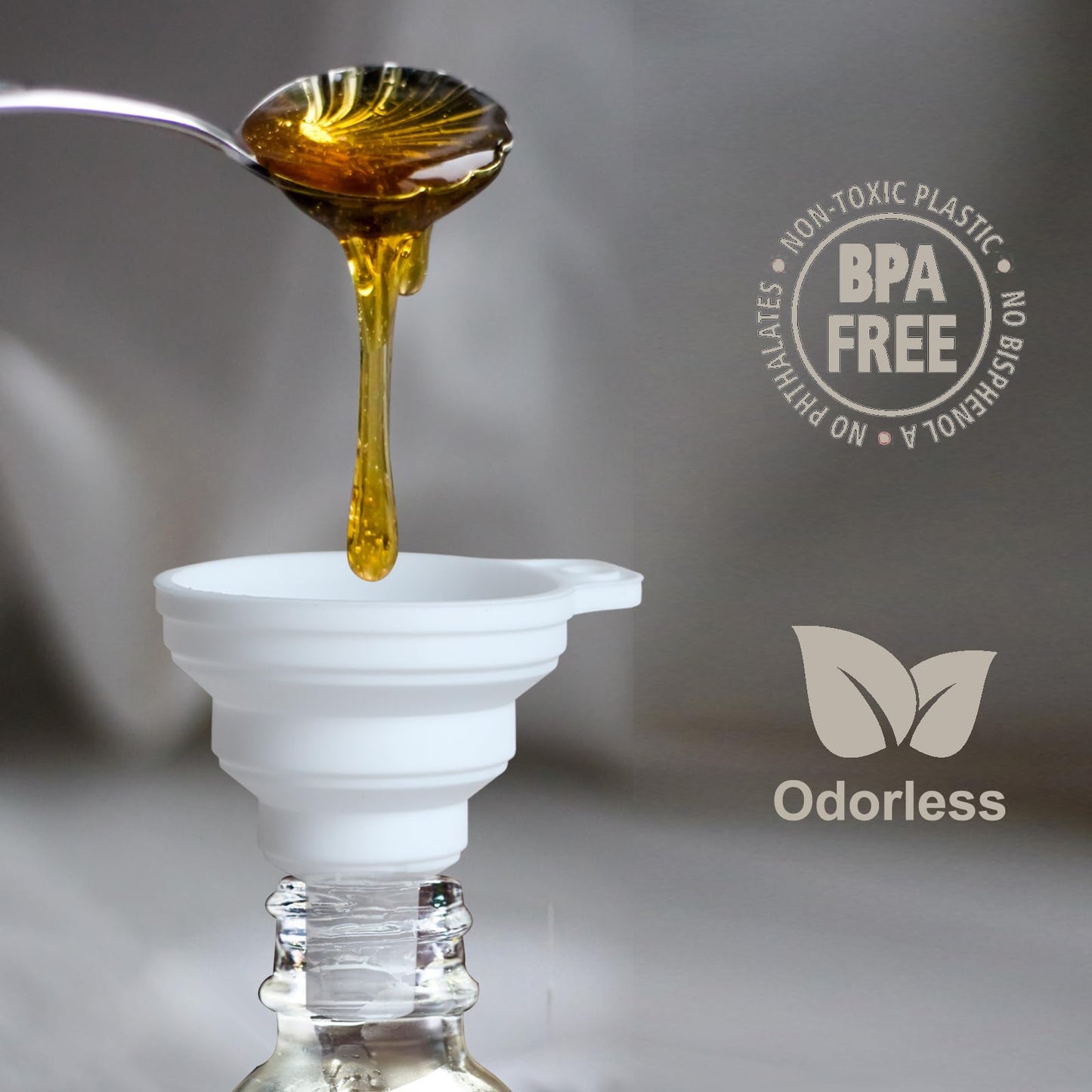 Kitchen Funnel Set 4 Pack, Small and Large, Kitchen Gadgets Accessories Foldable Silicone Collapsible Funnels for Filling Water Bottle Liquid Transfer Food Grade