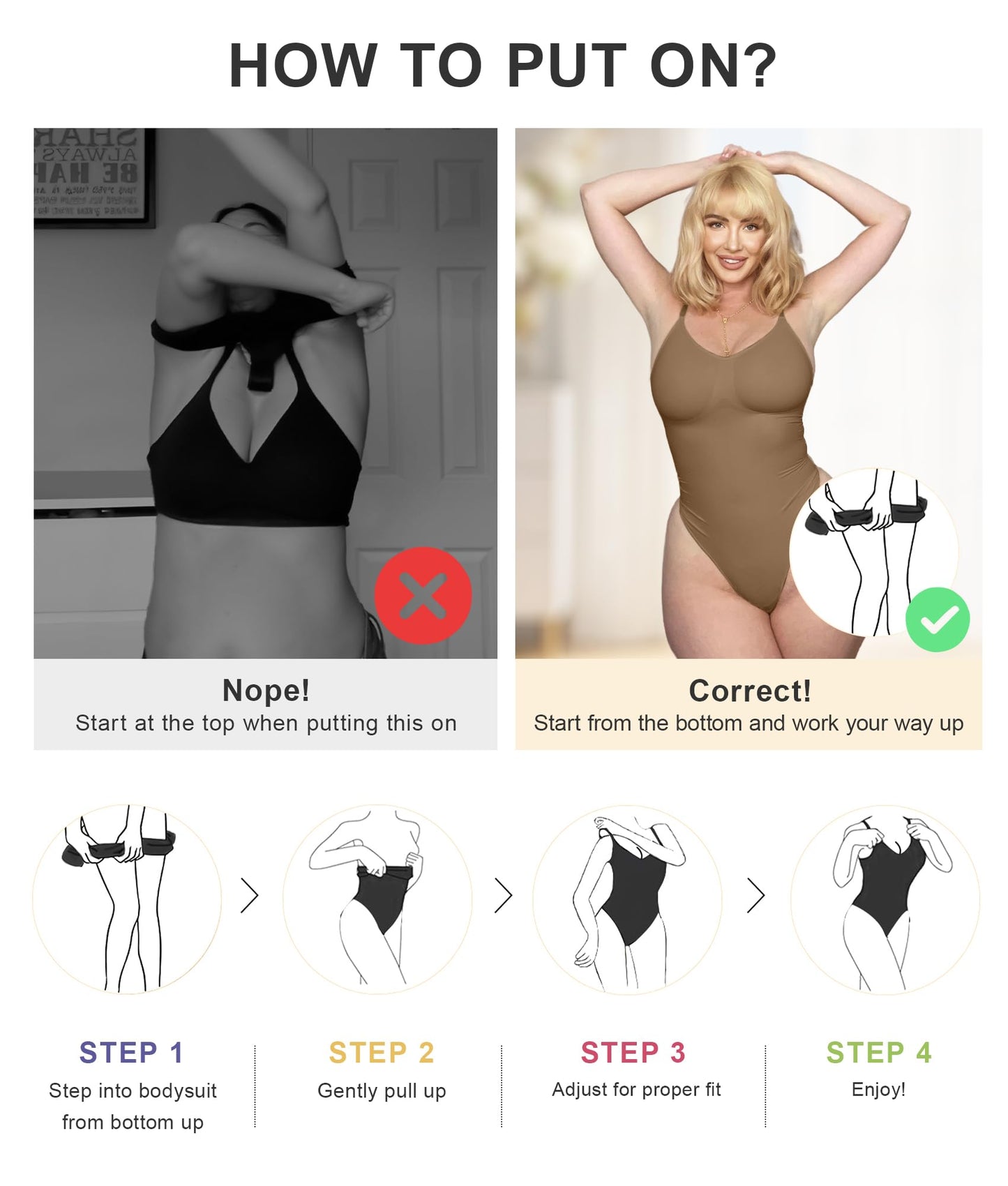 Women's Shapewear Bodysuit Tummy Control Body Shaper Seamless Sculpting Snatched Waist Body Suit,SZ5218-2-Black-L/XL