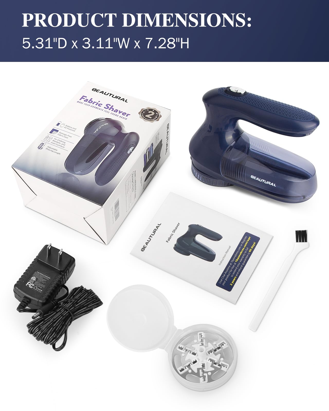 Fabric Shaver and Lint Remover, Sweater Defuzzer with 2-Speeds, 2 Replaceable Stainless Steel Blades, Battery Operated, Remove Clothes Fuzz, Lint Balls, Pills, Bobbles Gray