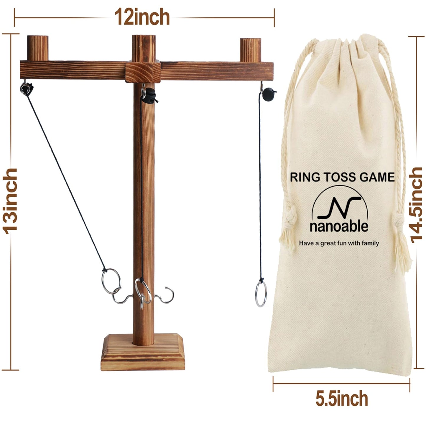 Ring Toss Game for Adults, Fun Hook and Ring Game with Carrying Bag, Outdoor Indoor Party Game, Board Games for Family, Bar, Party, Game Nights