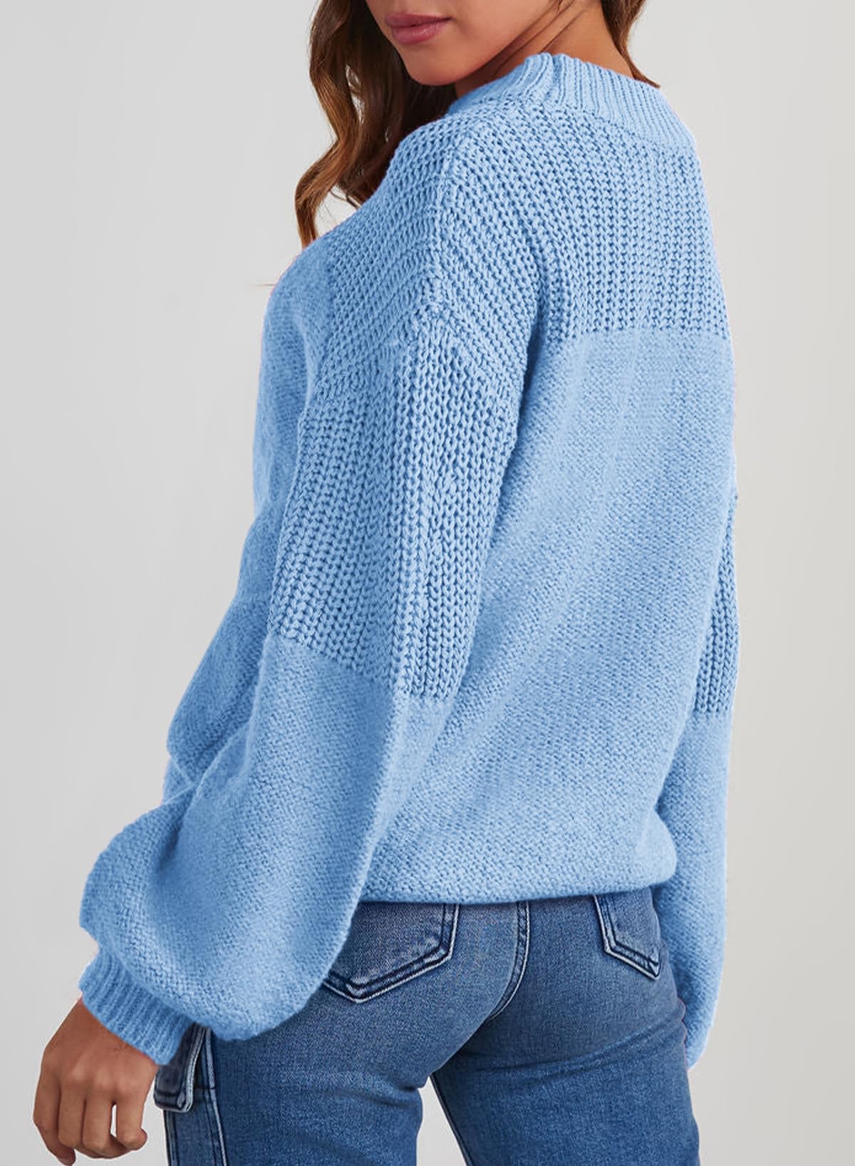 Womens Long Sleeve Knit Sweater Casual Solid Color Crew Neck Fall Sweaters for Women Trendy 2025 Outfits Chocolate Brown Fall Clothes Clothing Winter Oversized Pullover Top Jumper Medium