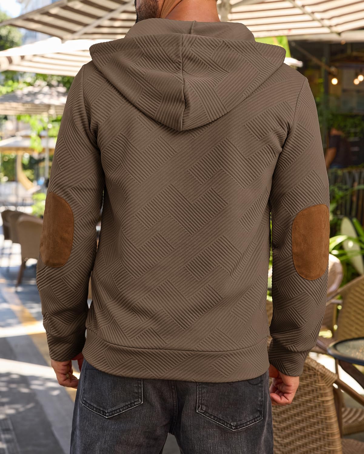 Men's Hoodies Pullover Casual Long Sleeve Stand Collar Button Pullover Sweatshirts Color Block Pullover Black L