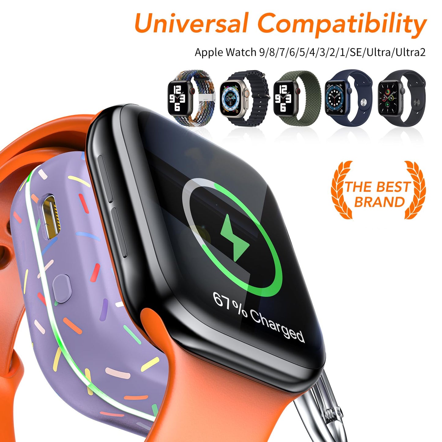 Portable Charger for Apple Watch,Wireless Magnetic iWatch Charger 1200mAh Power Bank Travel Keychain Accessories Smart Chargers for Apple Watch Series 11/10/9/8/7/6/SE/5/4/3/2/1/UItra/UItra 2