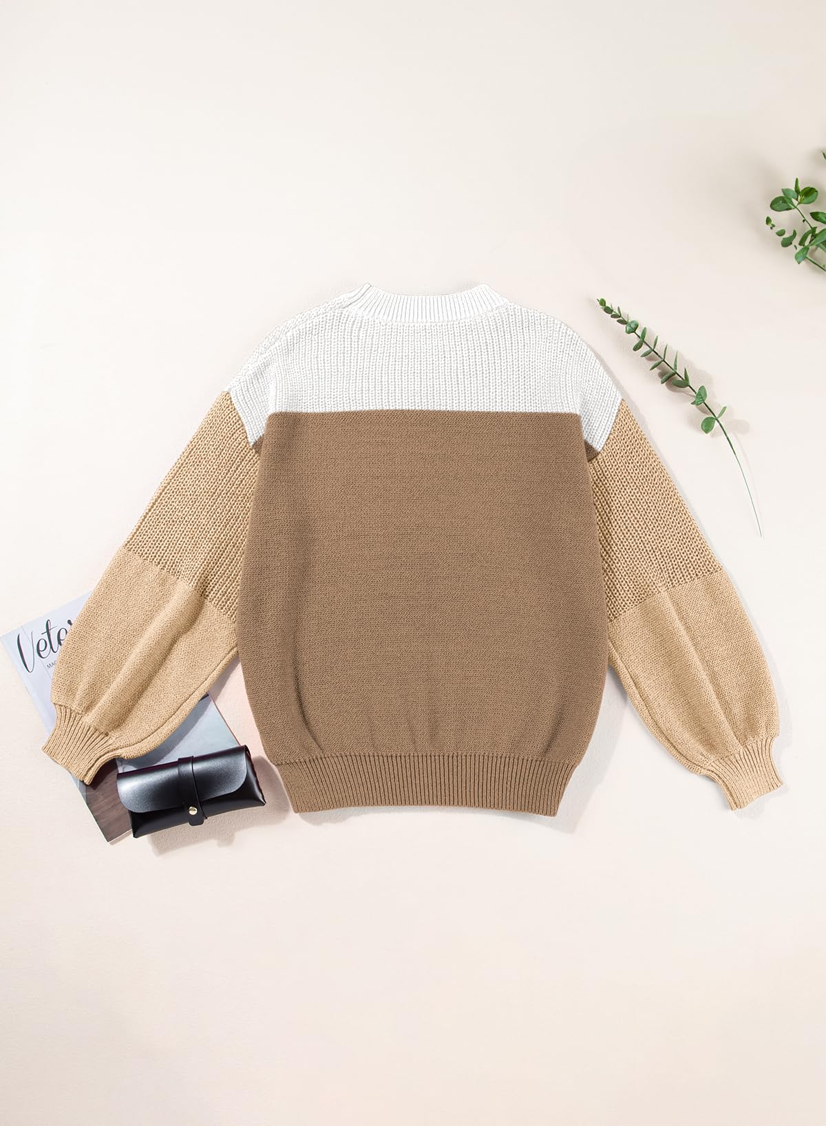 Womens Long Sleeve Knit Sweater Casual Solid Color Crew Neck Fall Sweaters for Women Trendy 2025 Outfits Chocolate Brown Fall Clothes Clothing Winter Oversized Pullover Top Jumper Medium