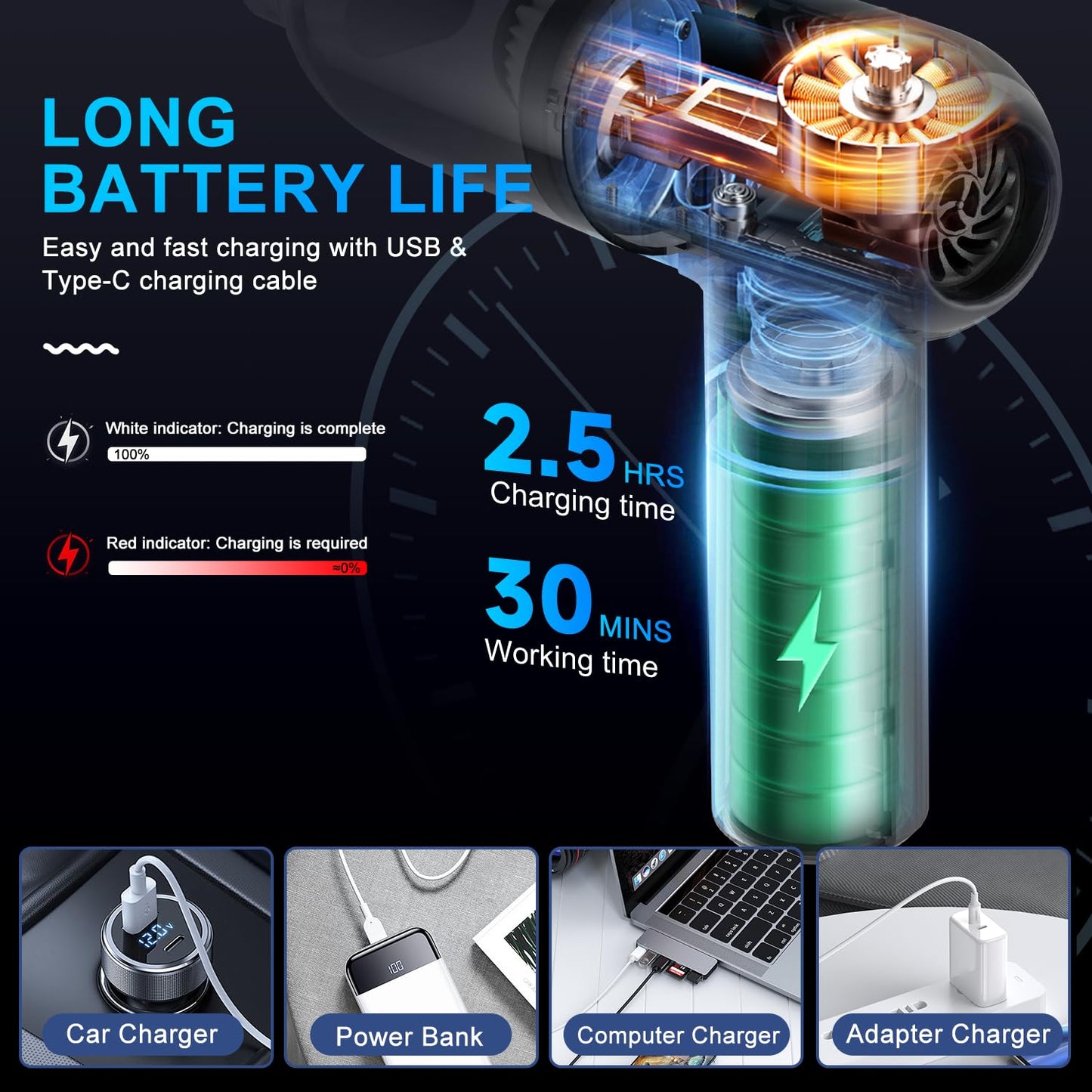 Handheld Car Vacuum Cleaner, 9000Pa Vacuum Cleaner and Air Duster, 120W High Power Hand Held Vacuum with LED Light and Multi-Nozzles for Car, Home, Office, Pet