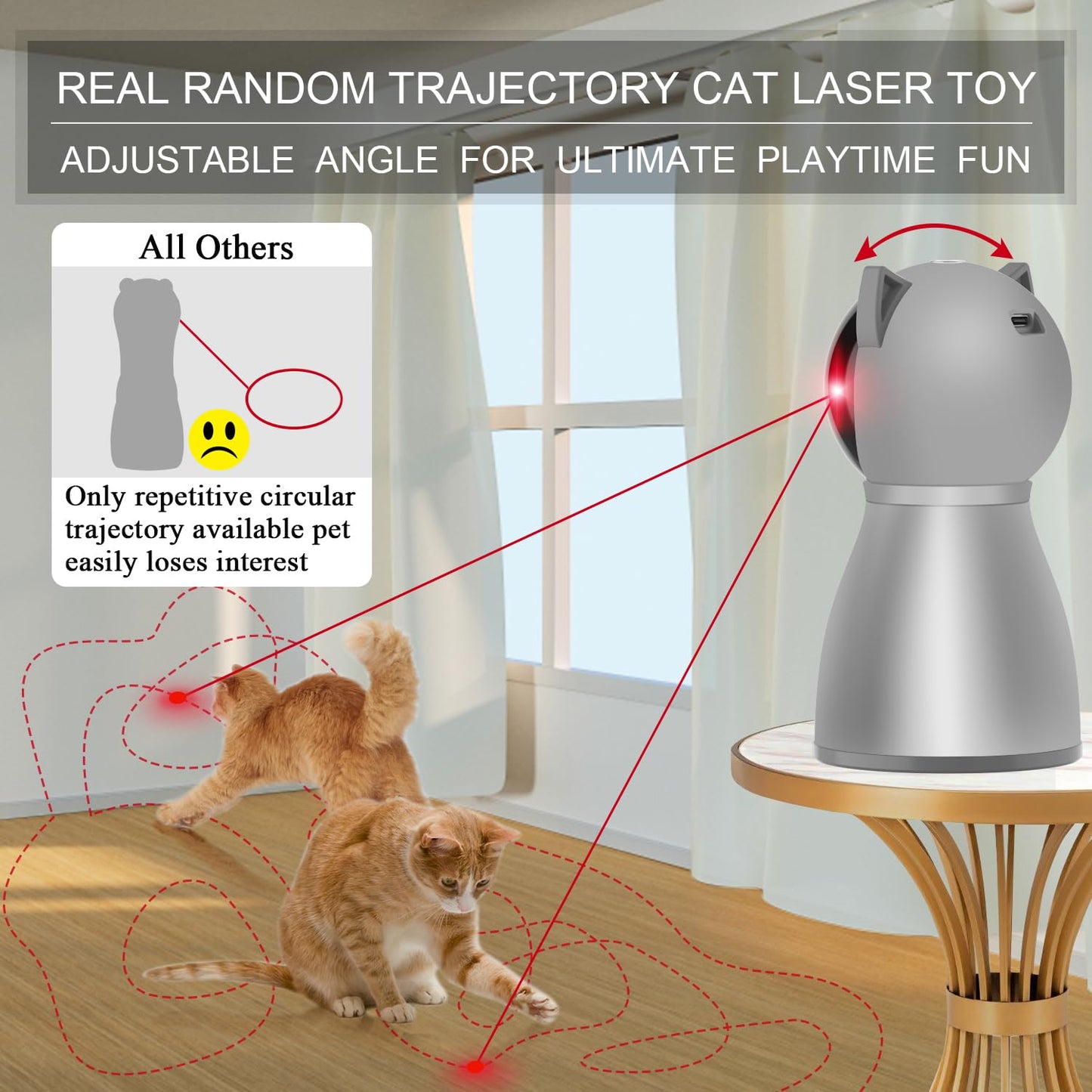 Laser Cat Toys for Indoor Cats,The 4th Generation Real Random Trajectory Motion Activated Rechargeable Automatic Cat Laser Toy,Interactive Cat Toys for Bored Indoor Adult