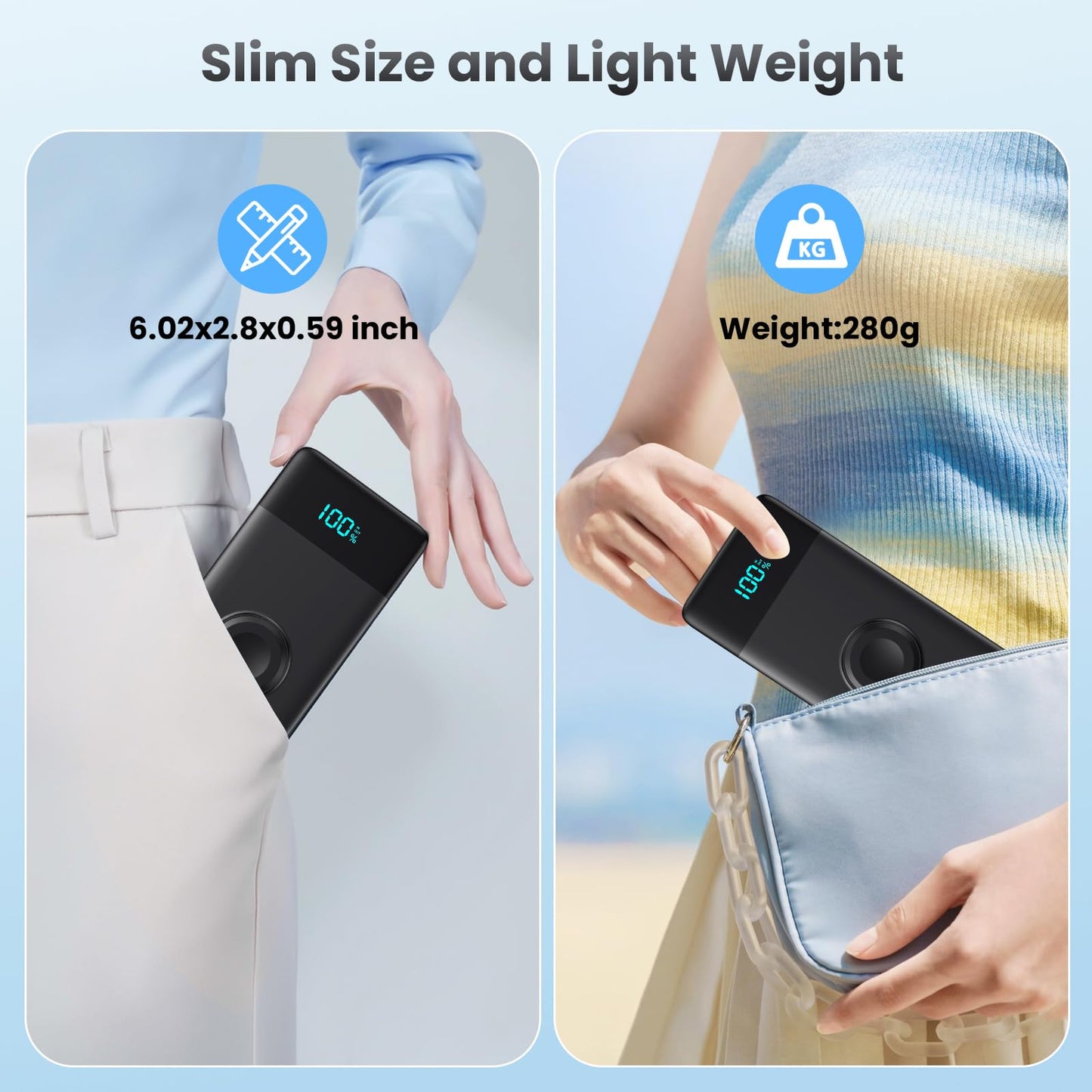 Wireless Portable Charger 40800mAh with 3 Built-in Cables,7-in-1 15W Wireless Charging Power Bank,25W PD QC 4.0 Fast Charging USB C LCD Display Battery Pack for iPhone 17/16/15/13,Samsung,Android etc