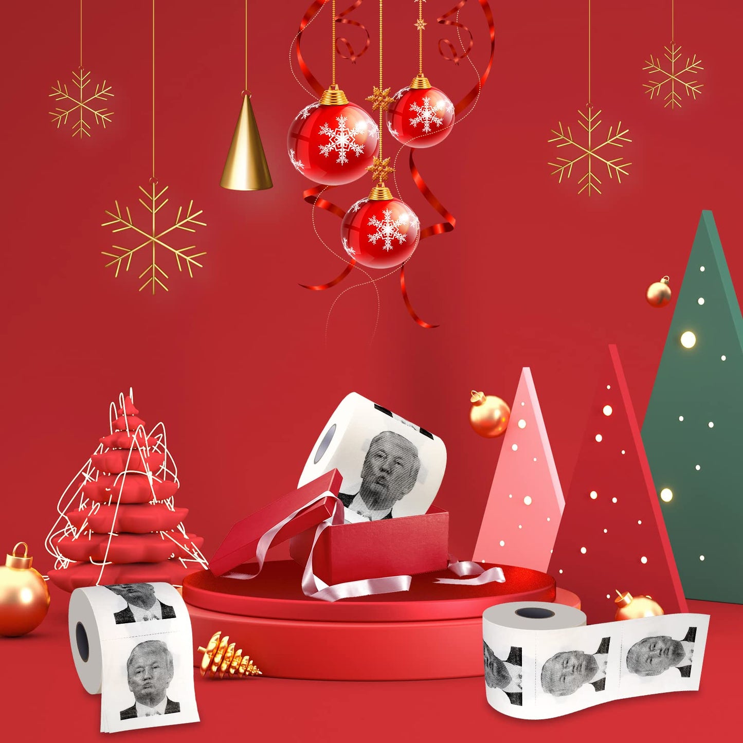 Richboom Funny Toilet Paper 3 Ply Bath Tissue, 320 Sheets, 1 Roll Novelty Political Gag Gift, Hilarious White Elephant Christmas Party Favor for Dad Mom Joke Paper for Men Women Prank Democrat Gifts