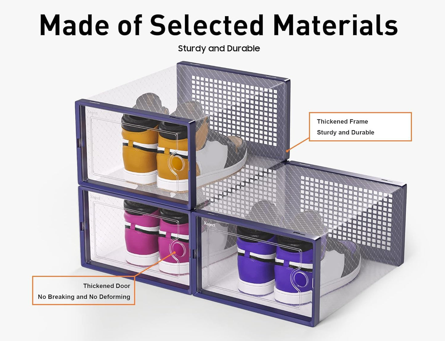 Shoe Storage Boxes Organizers Clear Plastic Stackable 12 Pack, Shoe Rack & Holder Substitute, Sneaker Containers, Toy Storage Organizer Bins for Entryway, Closet, Under Bed, Black