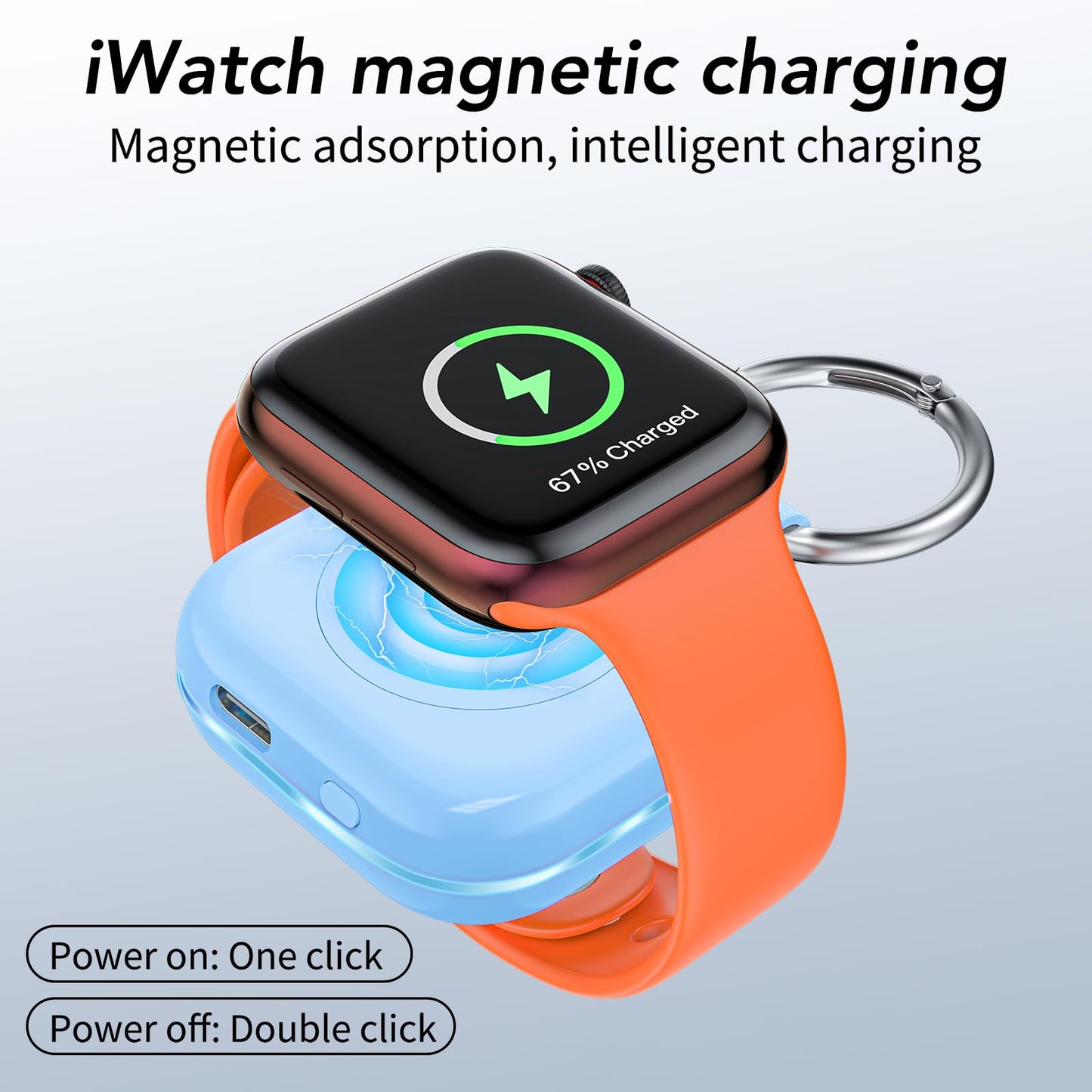 Portable Charger for Apple Watch,Wireless Magnetic iWatch Charger 1200mAh Power Bank Travel Keychain Accessories Smart Chargers for Apple Watch Series 11/10/9/8/7/6/SE/5/4/3/2/1/UItra/UItra 2