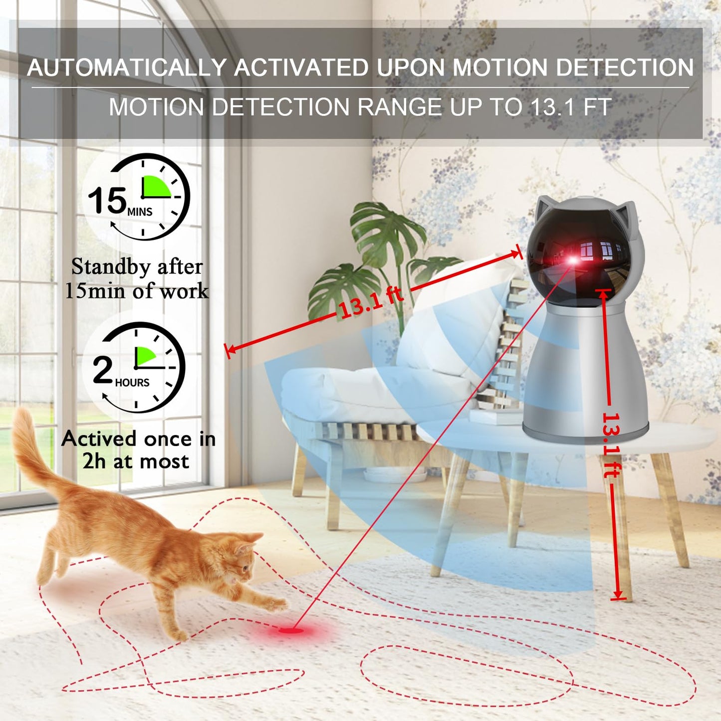 Laser Cat Toys for Indoor Cats,The 4th Generation Real Random Trajectory Motion Activated Rechargeable Automatic Cat Laser Toy,Interactive Cat Toys for Bored Indoor Adult