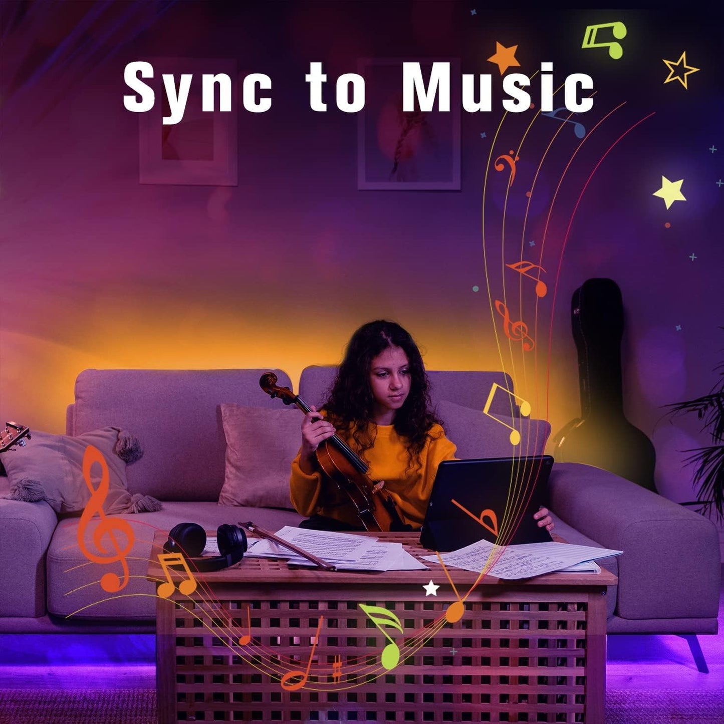 LED Strip Lights 130ft Lights Strip for Bedroom, Desk, Indoor Room Bedroom Brithday Gifts RGB Decor with Remote and 24V Power Supply