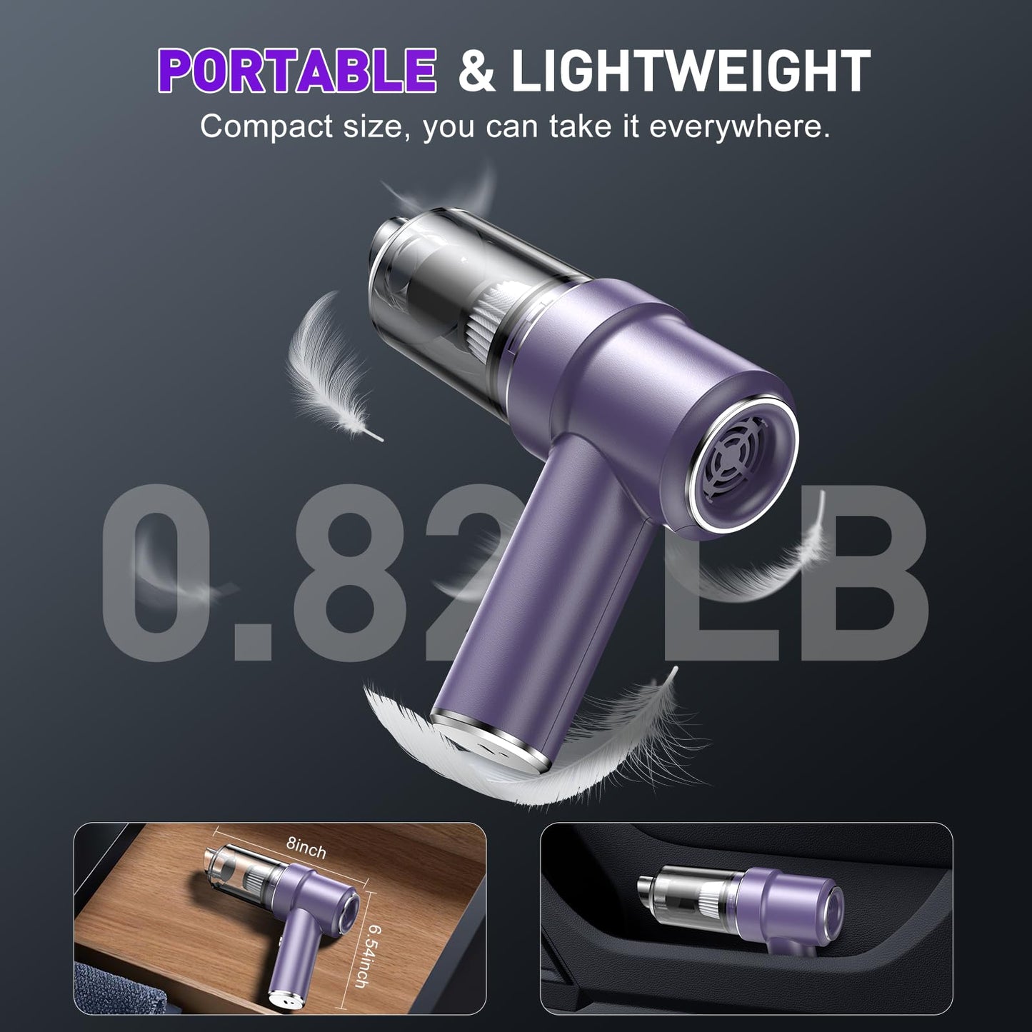 Handheld Car Vacuum Cleaner, 9000Pa Vacuum Cleaner and Air Duster, 120W High Power Hand Held Vacuum with LED Light and Multi-Nozzles for Car, Home, Office, Pet