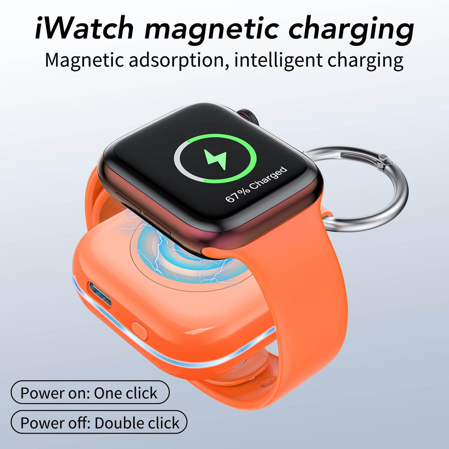 Portable Charger for Apple Watch,Wireless Magnetic iWatch Charger 1200mAh Power Bank Travel Keychain Accessories Smart Chargers for Apple Watch Series 11/10/9/8/7/6/SE/5/4/3/2/1/UItra/UItra 2