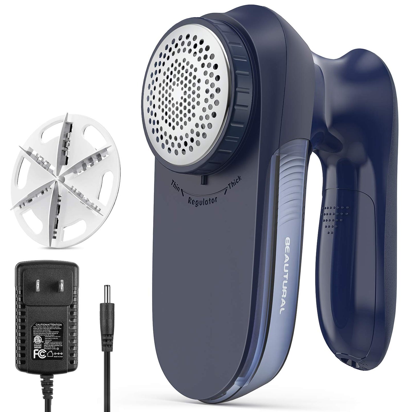 Fabric Shaver and Lint Remover, Sweater Defuzzer with 2-Speeds, 2 Replaceable Stainless Steel Blades, Battery Operated, Remove Clothes Fuzz, Lint Balls, Pills, Bobbles Gray