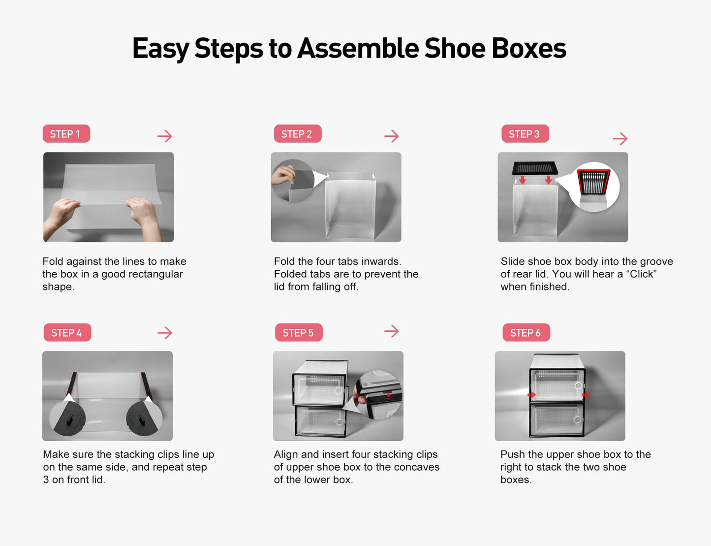 Shoe Storage Boxes Organizers Clear Plastic Stackable 12 Pack, Shoe Rack & Holder Substitute, Sneaker Containers, Toy Storage Organizer Bins for Entryway, Closet, Under Bed, Black