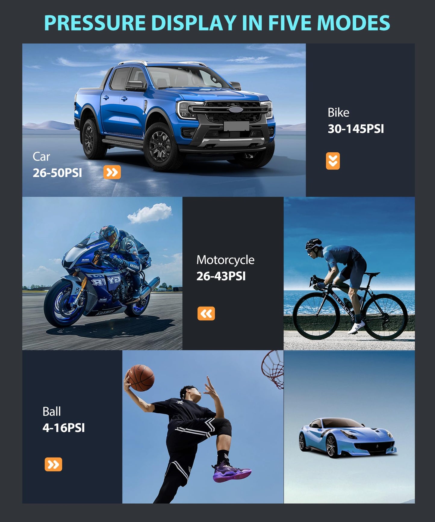 Tire Inflator Portable Air Compressor, 2X Faster Inflation Portable Air Pump with Digital Pressure Gauge & LED Light, 150PSI Tire Pump for Car, Motorcycle, Bicycle, Ball and More