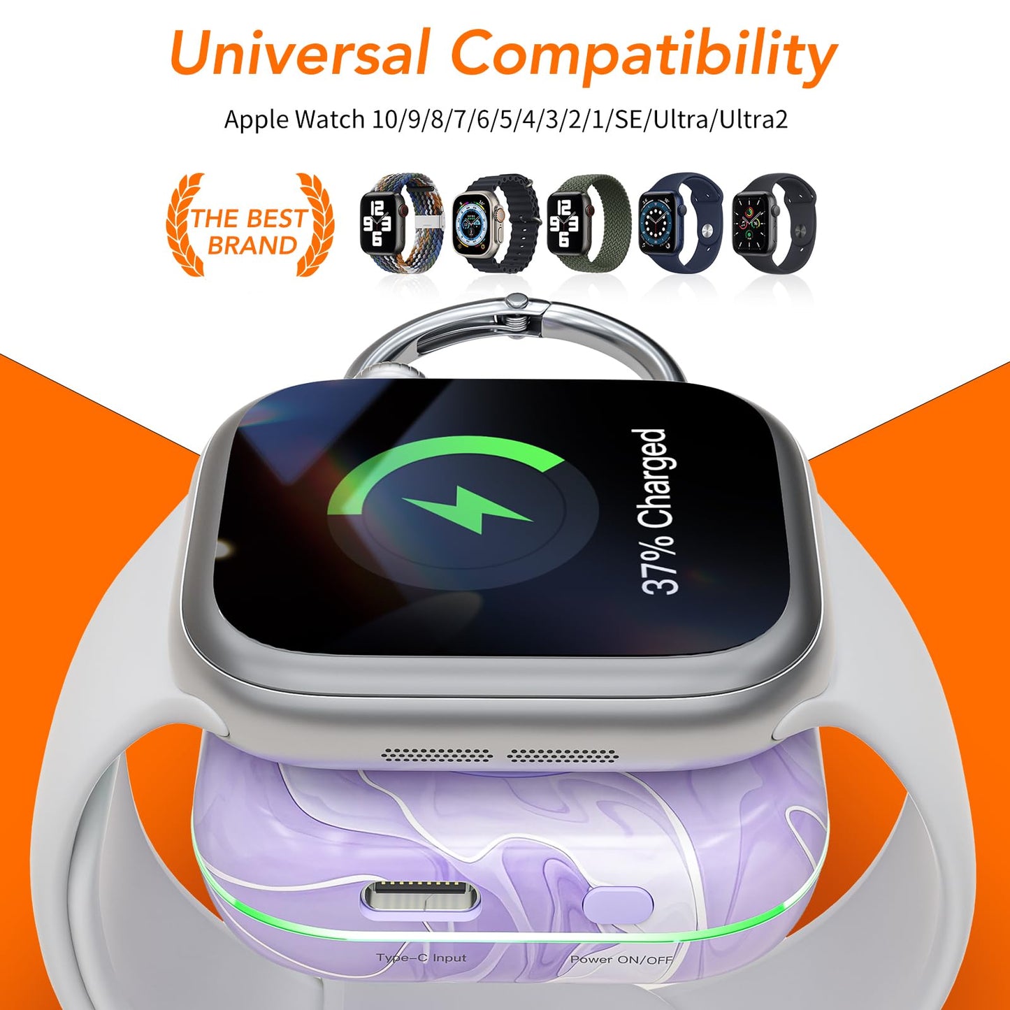 Portable Charger for Apple Watch,Wireless Magnetic iWatch Charger 1200mAh Power Bank Travel Keychain Accessories Smart Chargers for Apple Watch Series 11/10/9/8/7/6/SE/5/4/3/2/1/UItra/UItra 2