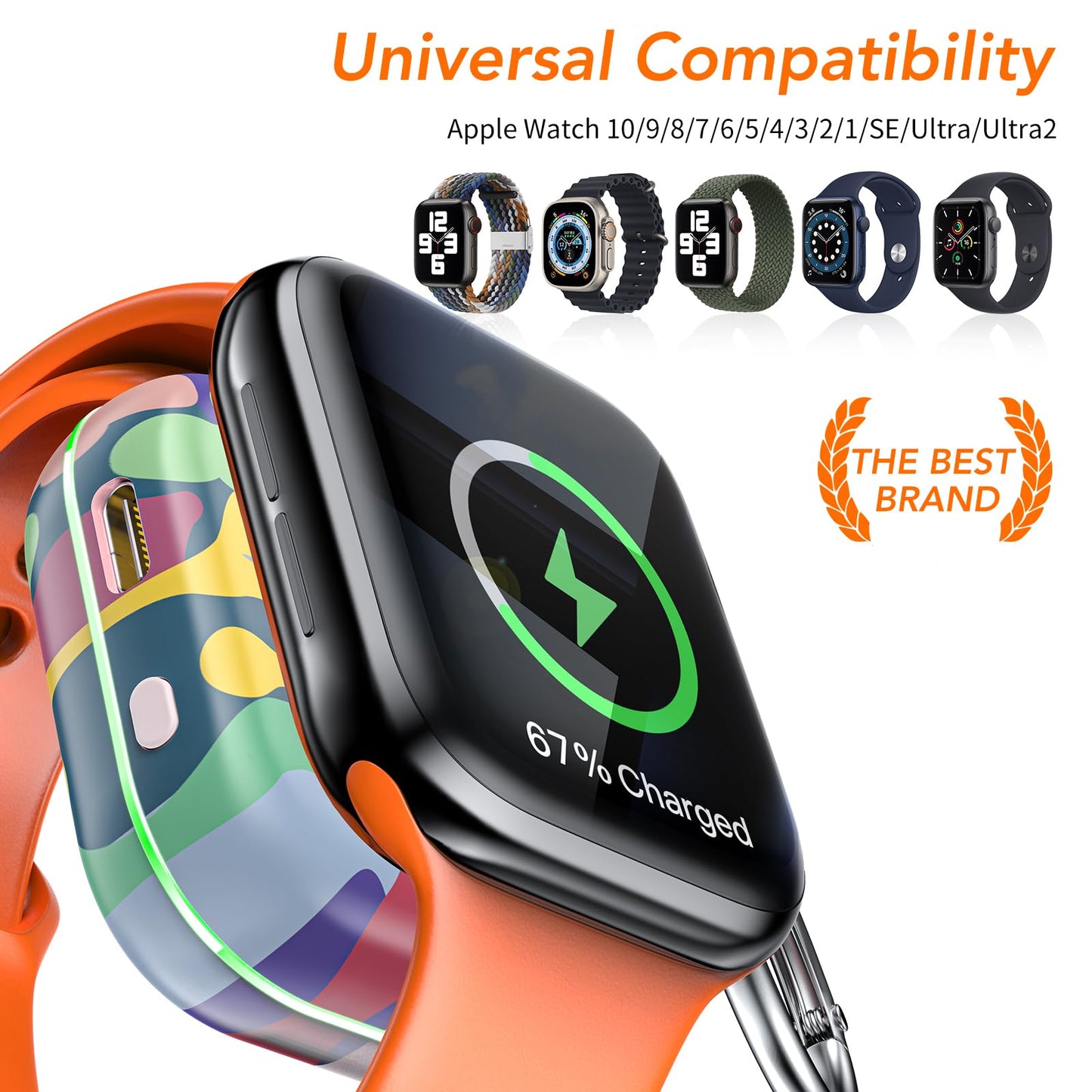Portable Charger for Apple Watch,Wireless Magnetic iWatch Charger 1200mAh Power Bank Travel Keychain Accessories Smart Chargers for Apple Watch Series 11/10/9/8/7/6/SE/5/4/3/2/1/UItra/UItra 2