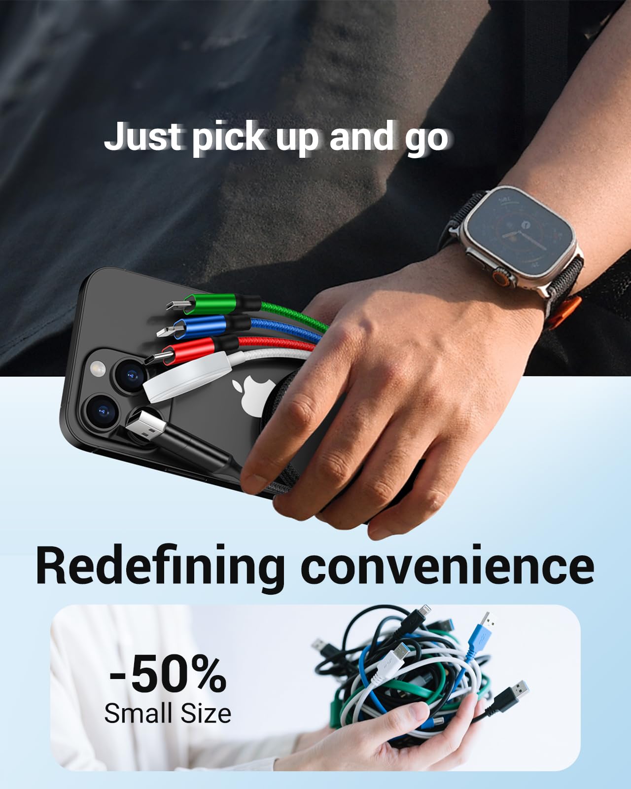 Travel Essentials,3 in 2 USB C Cable for Apple Watch Charger/iPhone 17 Charger/Lightning,Multi Charging Cable Cord,Vacation Camping Essentials,Portable Designed for iWatch &iPhone 16-12-4FT