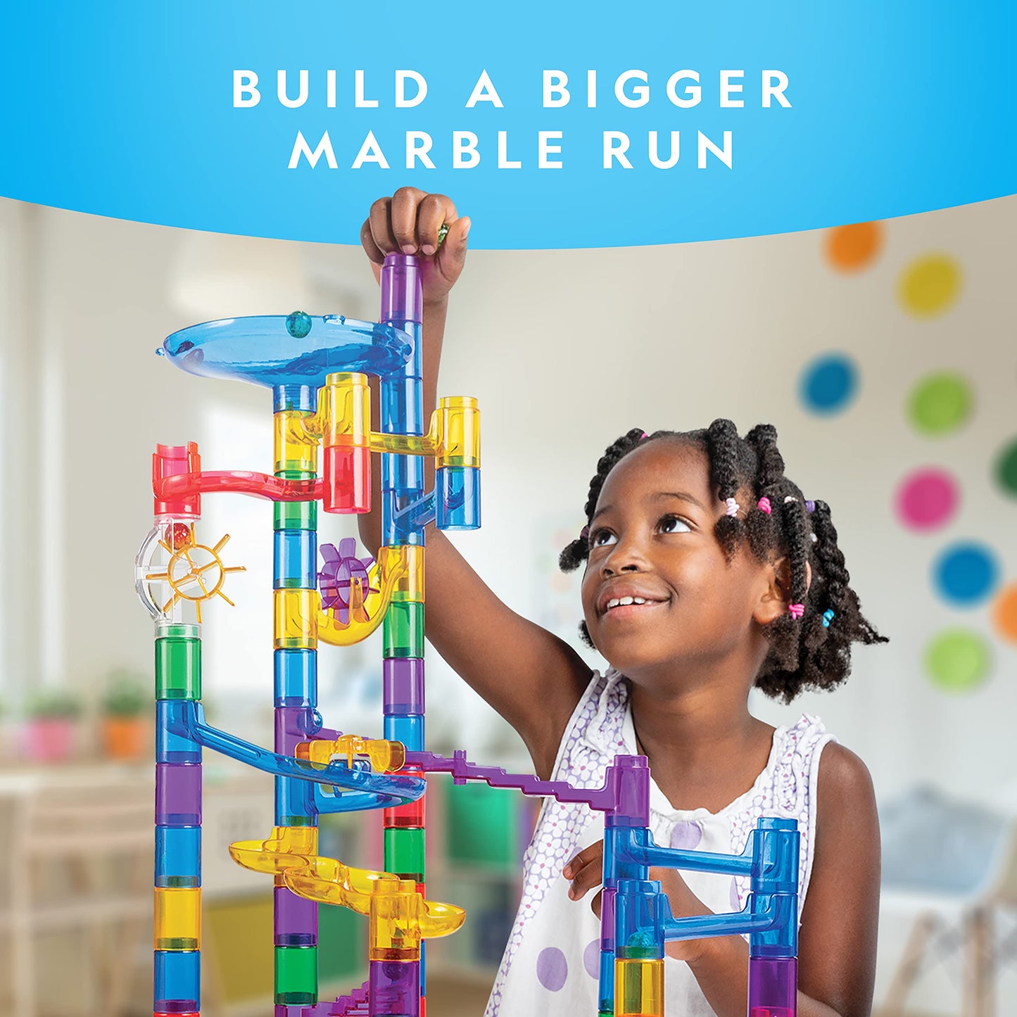 NATIONAL GEOGRAPHIC Glowing Marble Run – Construction Set with 15 Glow in The Dark Glass Marbles & Storage Bag, STEM Gifts for Boys and Girls, Building Project Toy